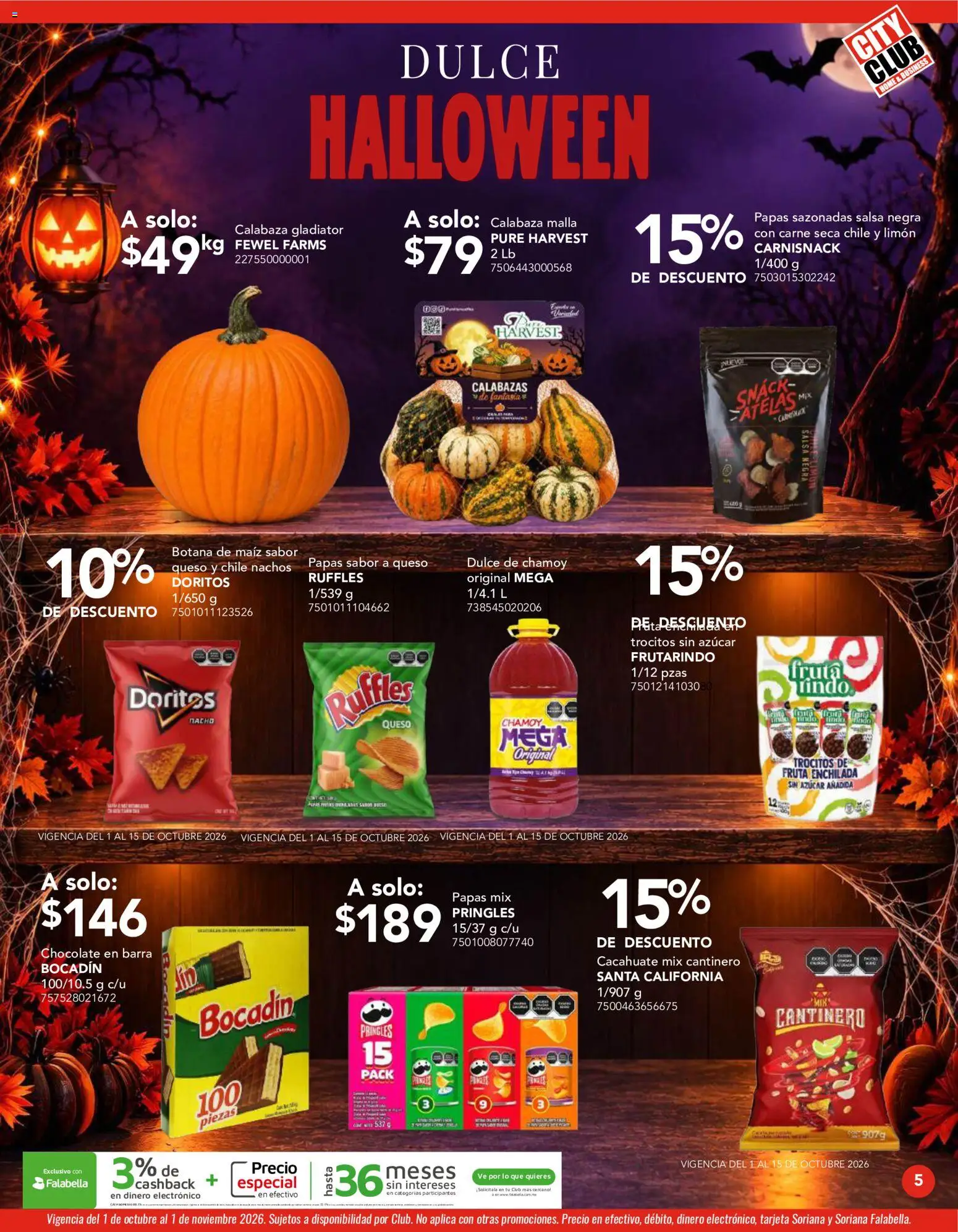 Nuevas ofertas de City Club válidas en toda la República Mexicana desde el 01/10/2026. ¡Encuentra las mejores ofertas en City Club catálogo! | Página: 5 | Productos: Chile, Carne seca, Papas, Calabaza