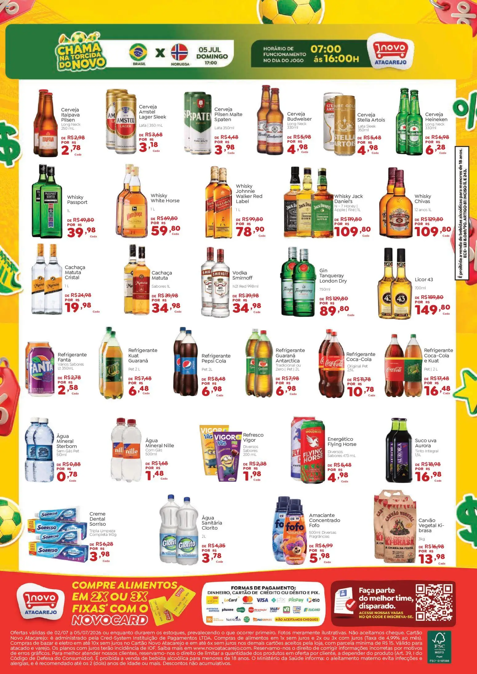 Novo Atacarejo Folheto - válido de 02/07/2026 | Página: 2 | Produtos: Suco, Cerveja, Heineken, Amaciante