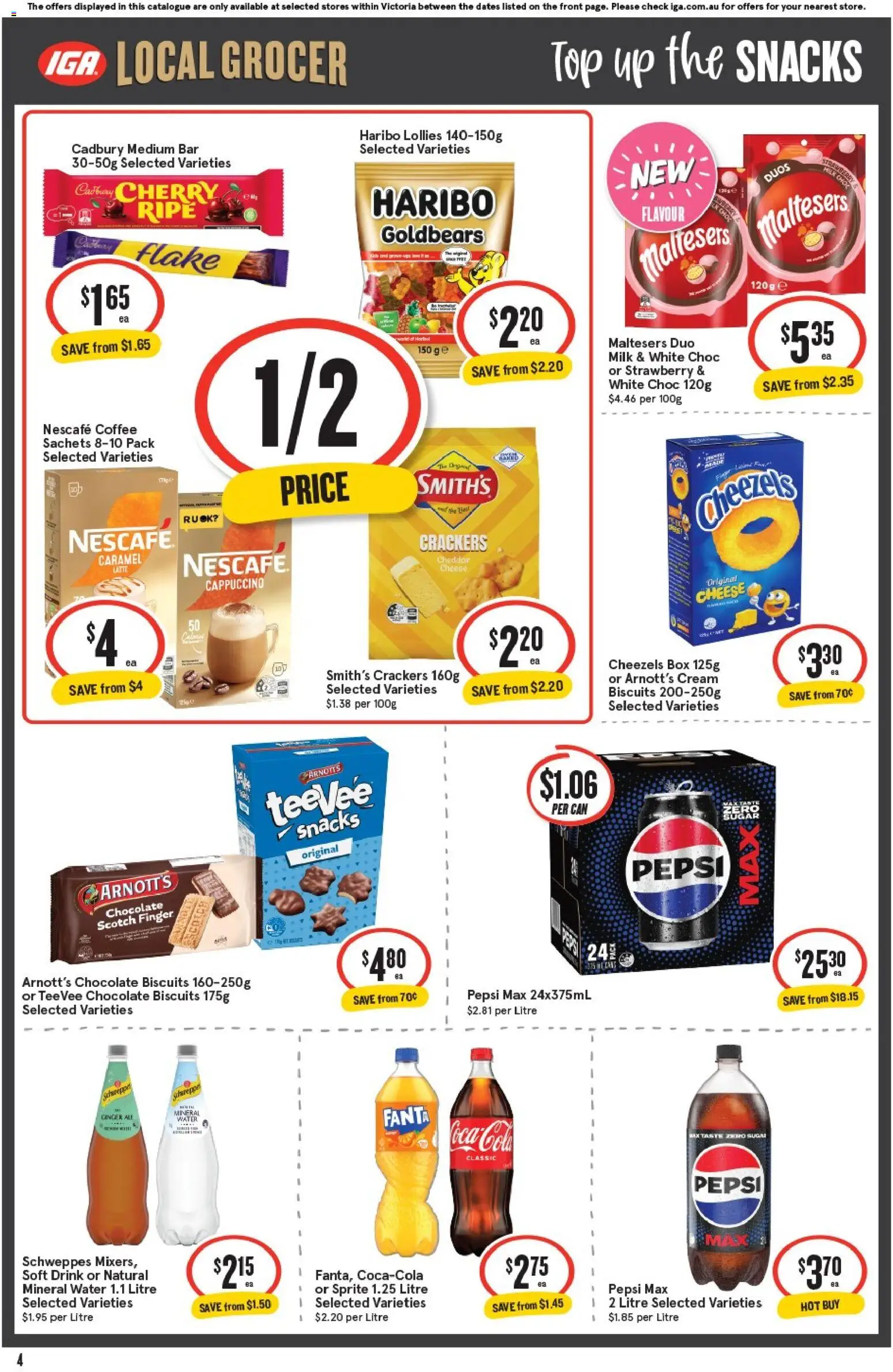 IGA catalogue - valid from 26/08/2026 | Page: 4 | Products: Energy drink, Juice, Chips, Lime