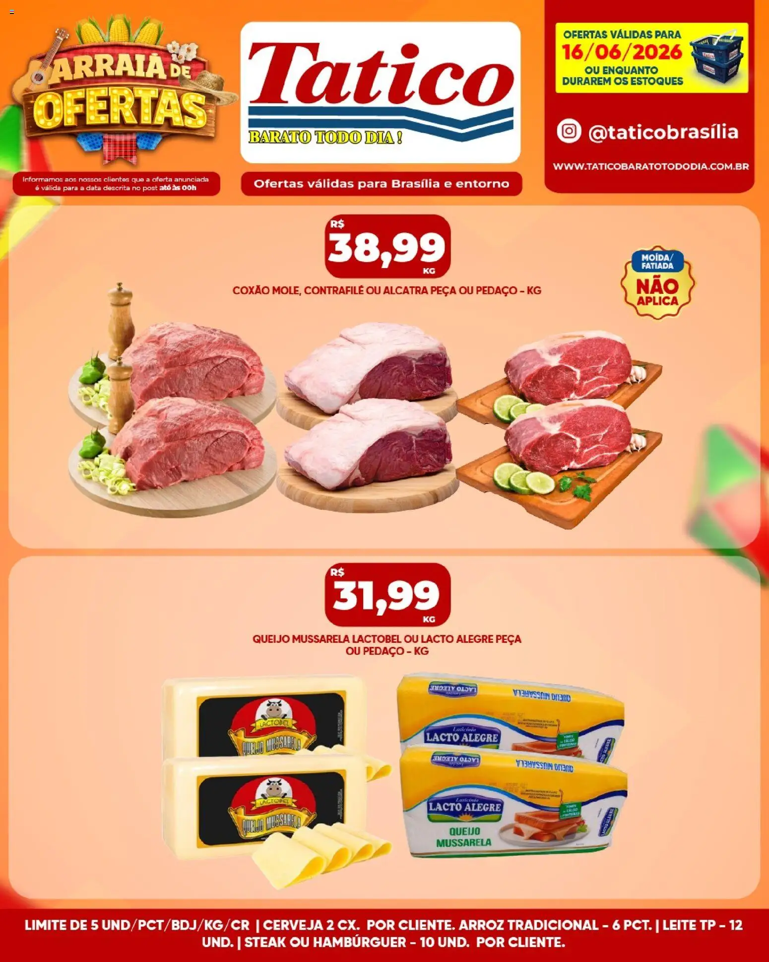 Tatico Folheto - válido de 16.06.2026 | Página: 14 | Produtos: Queijo, Cerveja, Arroz, Hambúrguer