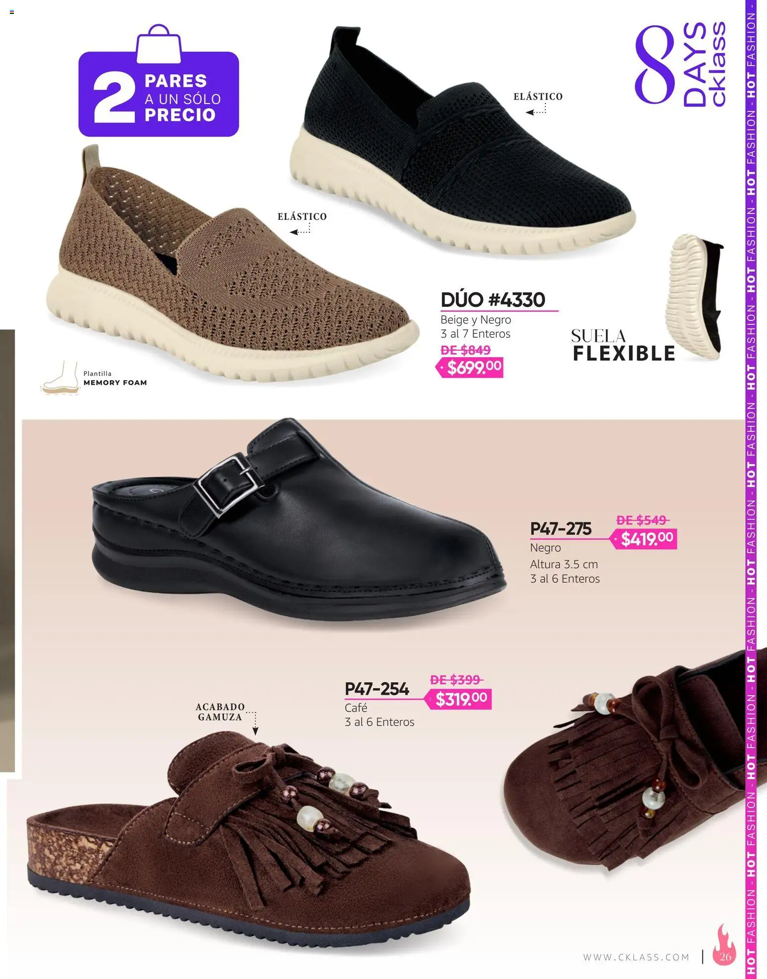 Nuevas ofertas de Cklass válidas en toda la República Mexicana desde el 03/08/2026. ¡Encuentra las mejores ofertas en Cklass catálogo Hot Fashion Calzado! | Página: 27 | Productos: Café, Gamuza, Flexible
