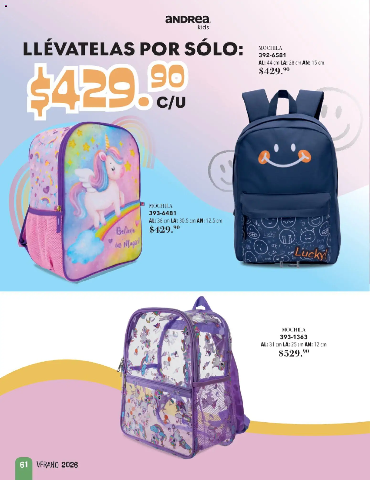 Nuevas ofertas de Andrea válidas en toda la República Mexicana desde el 24/05/2026. ¡Encuentra las mejores ofertas en Andrea catálogo Accesorios para todos! | Página: 61 | Productos: Mochila
