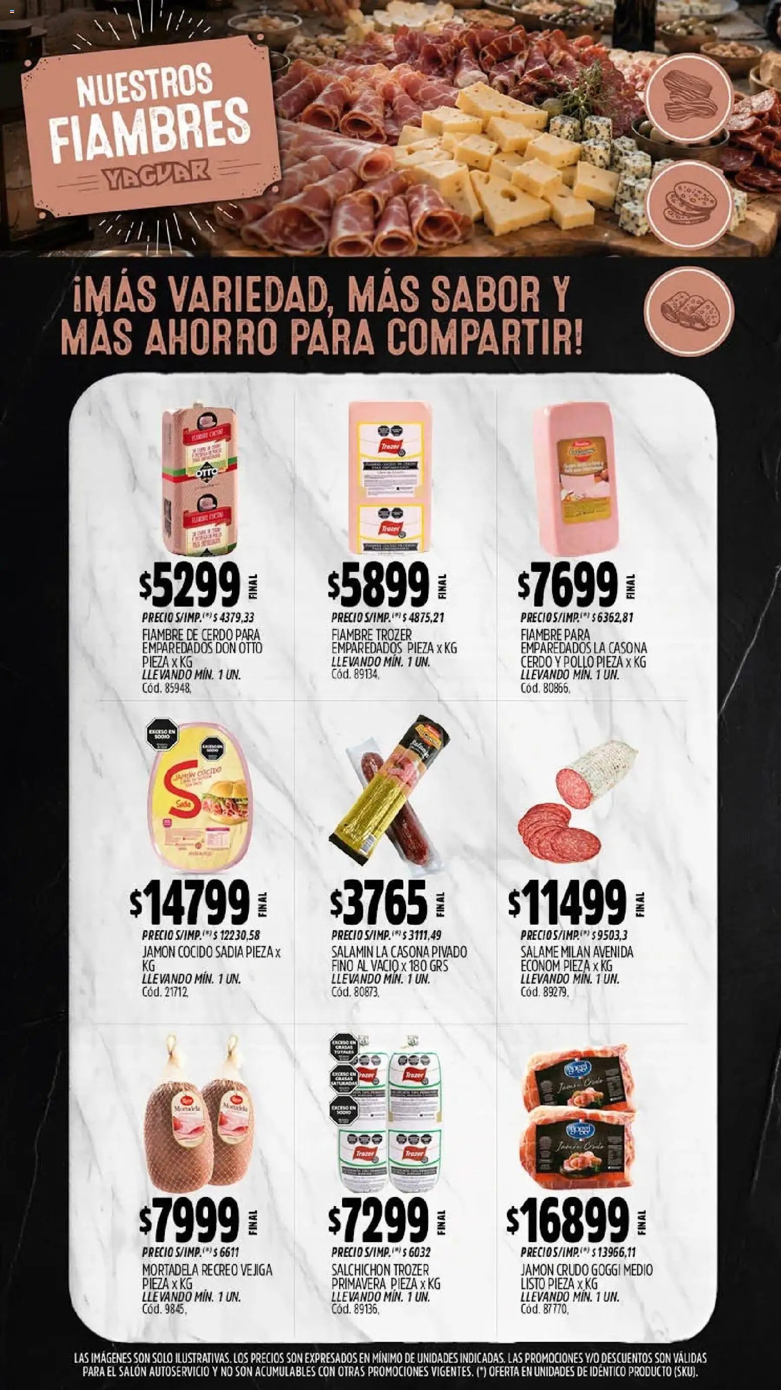 Yaguar - Oferta Semanal Mendoza │ válido desde el 28/09/2026 | Página: 7 | Productos: Jamón cocido, Jamón crudo, Jamón, Salame