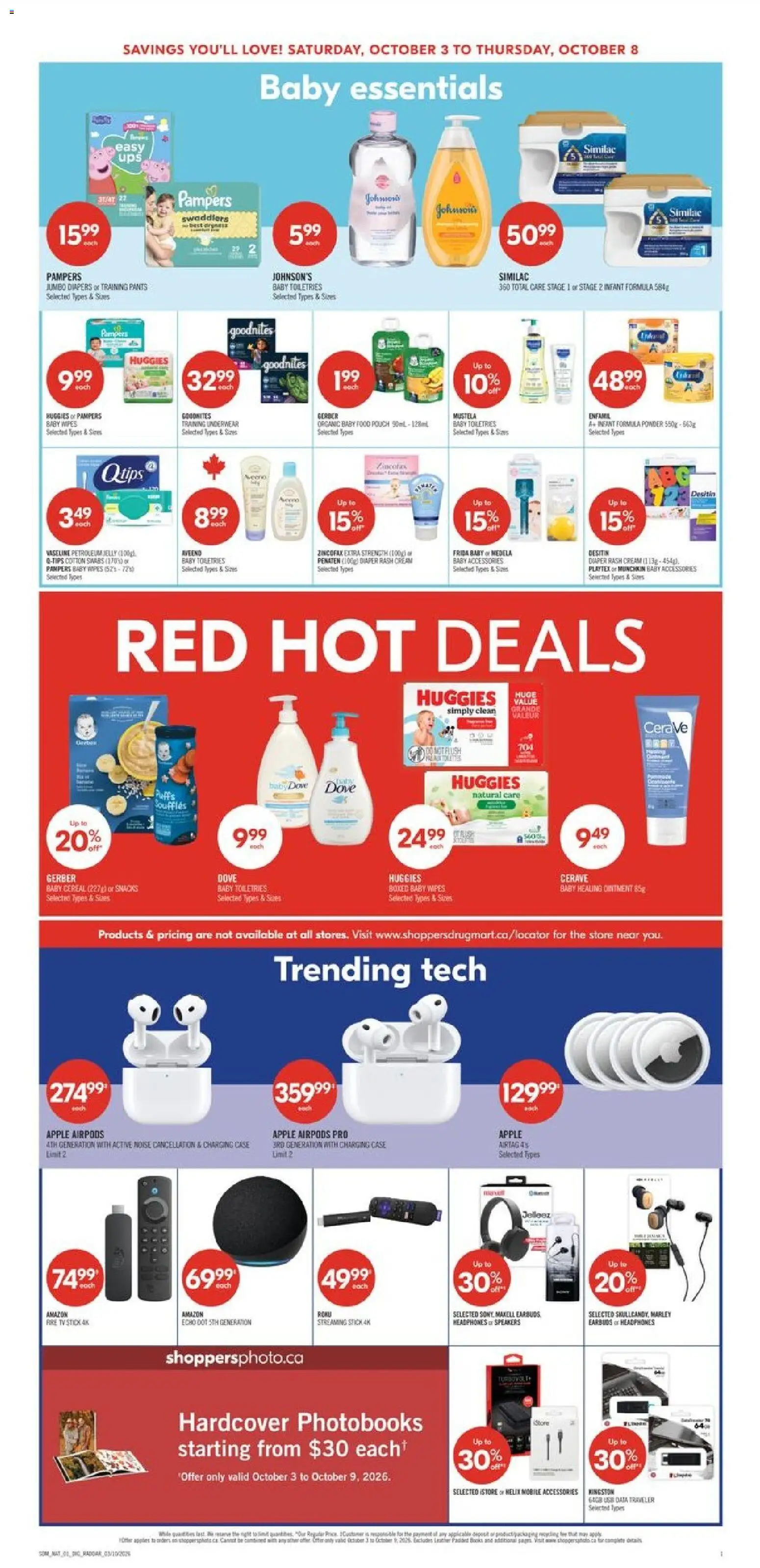 Shoppers flyer valid from Oct 3, 2026 | Page: 9 | Products: Cream, Tv, Cotton swabs, Underwear