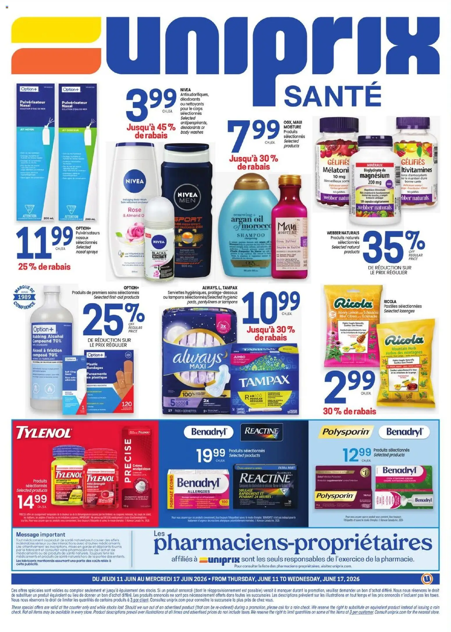 Uniprix flyer valid from 11.06.2026 | Page: 4 | Products: Shampoo, Shower, Butter, Oil