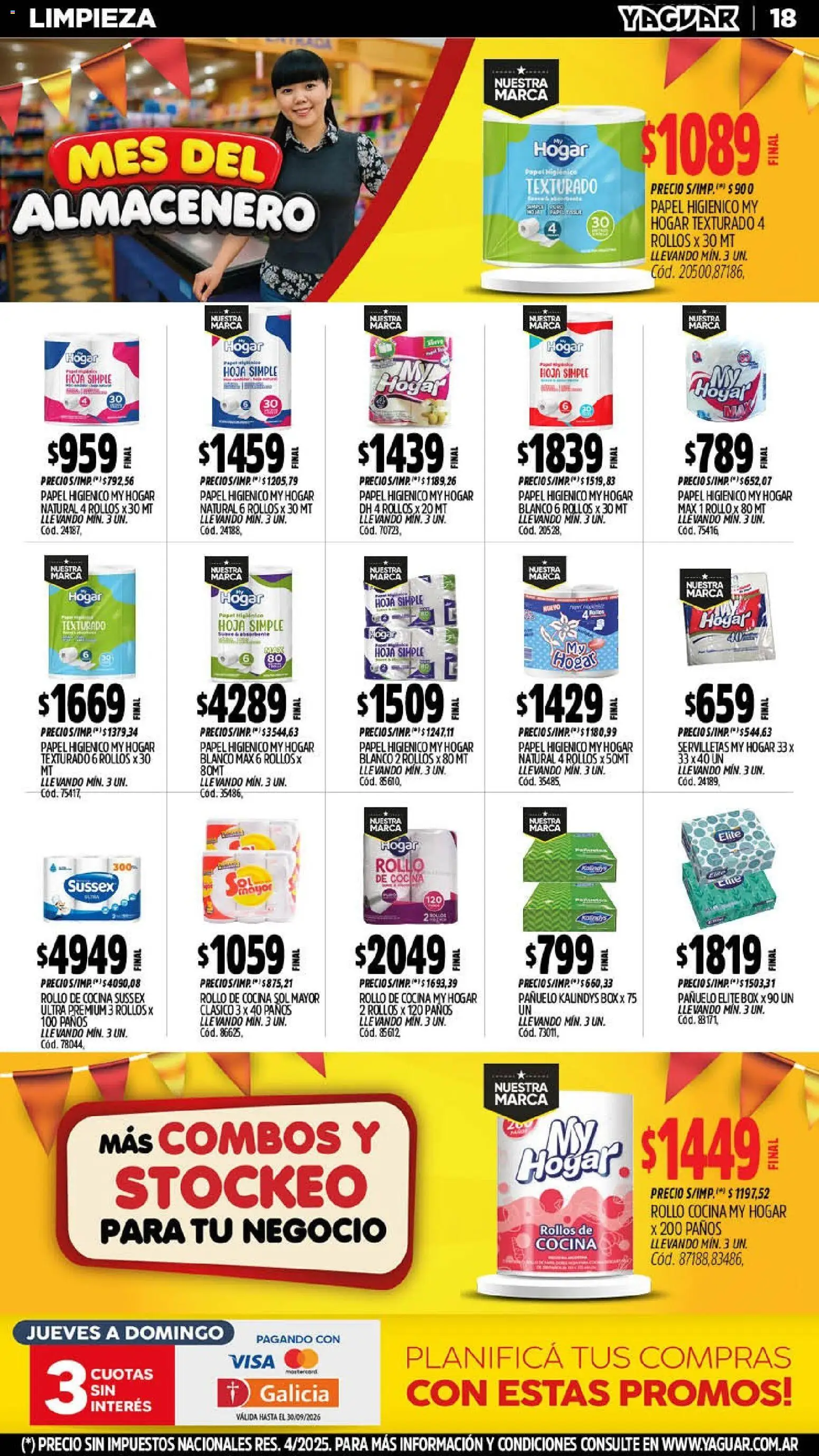 Yaguar - Oferta Semanal Trelew │ válido desde el 14/09/2026 | Página: 18 | Productos: Papel higiénico, Pañuelo, Cocina, Servilletas