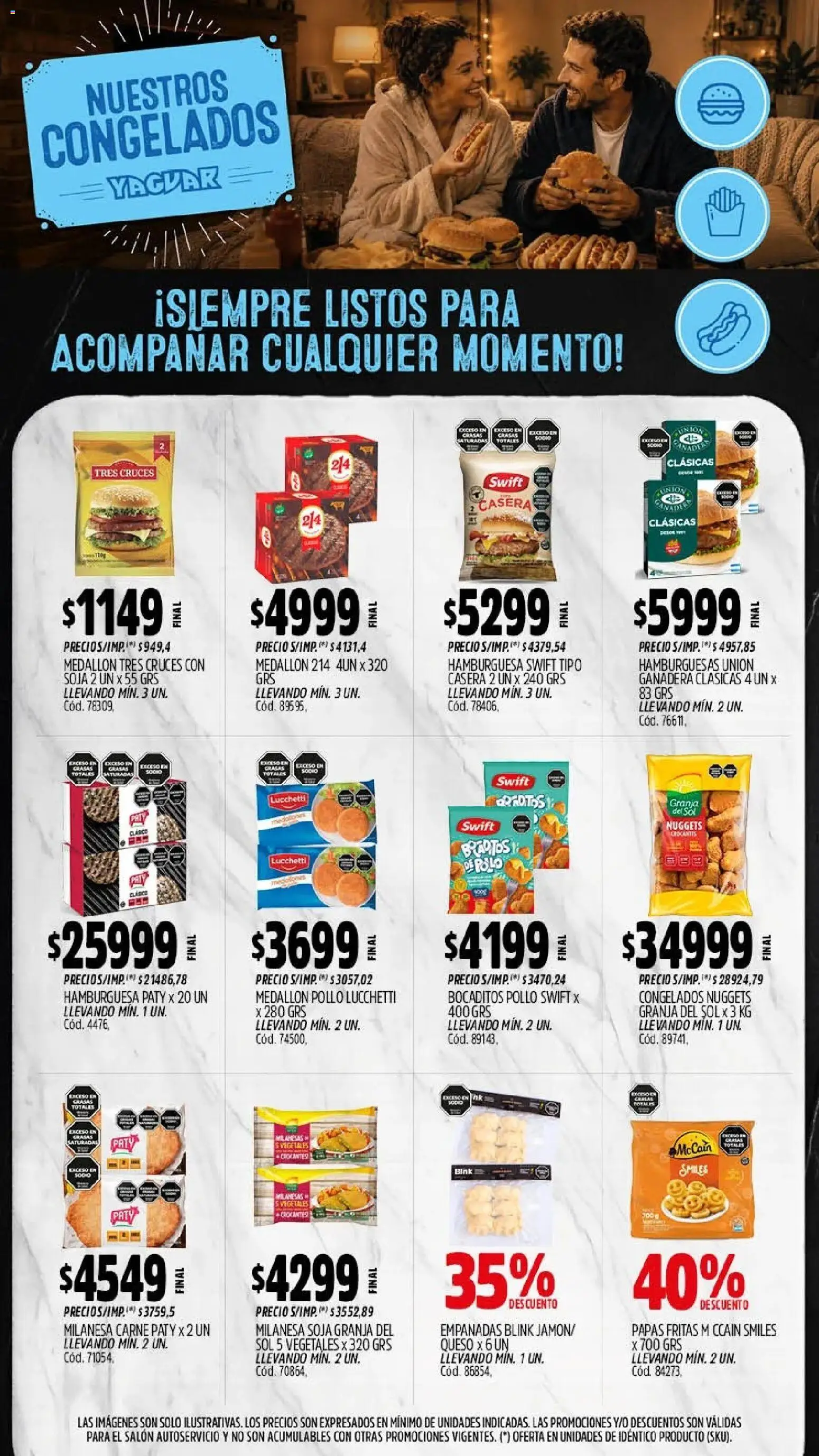 Yaguar catálogo │ válido desde el 17/07/2026 | Página: 10 | Productos: Milanesas, Hamburguesa, Papas, Queso