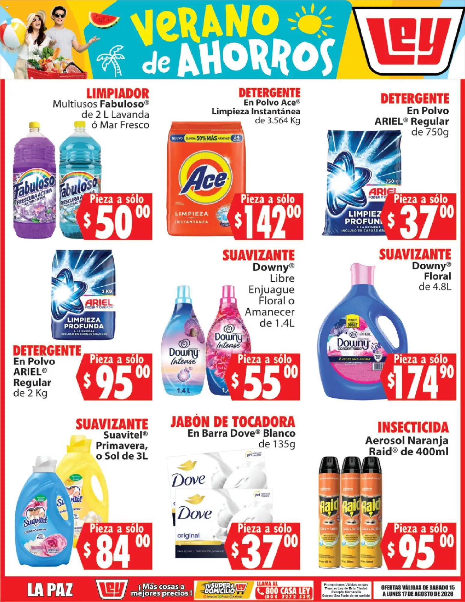 Nuevas ofertas de Casa Ley válidas en toda la República Mexicana desde el 15/08/2026. ¡Encuentra las mejores ofertas en Casa Ley folleto Verano de ahorros! | Página: 7 | Productos: Limpiador, Insecticida, Polvo, Jabón