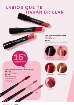 Vista previa Mary Kay catálogo válido desde el 01.05.2026 | Página: 56 | Productos: Delineador, Lápiz labial, Agua, Té