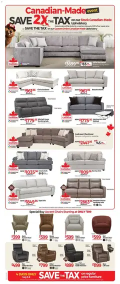 Preview of Tepperman's weekly flyer / circulaire from shop Tepperman's valid from Jul 3, 2026 | Page: 4 | Products: Sofa, Chair