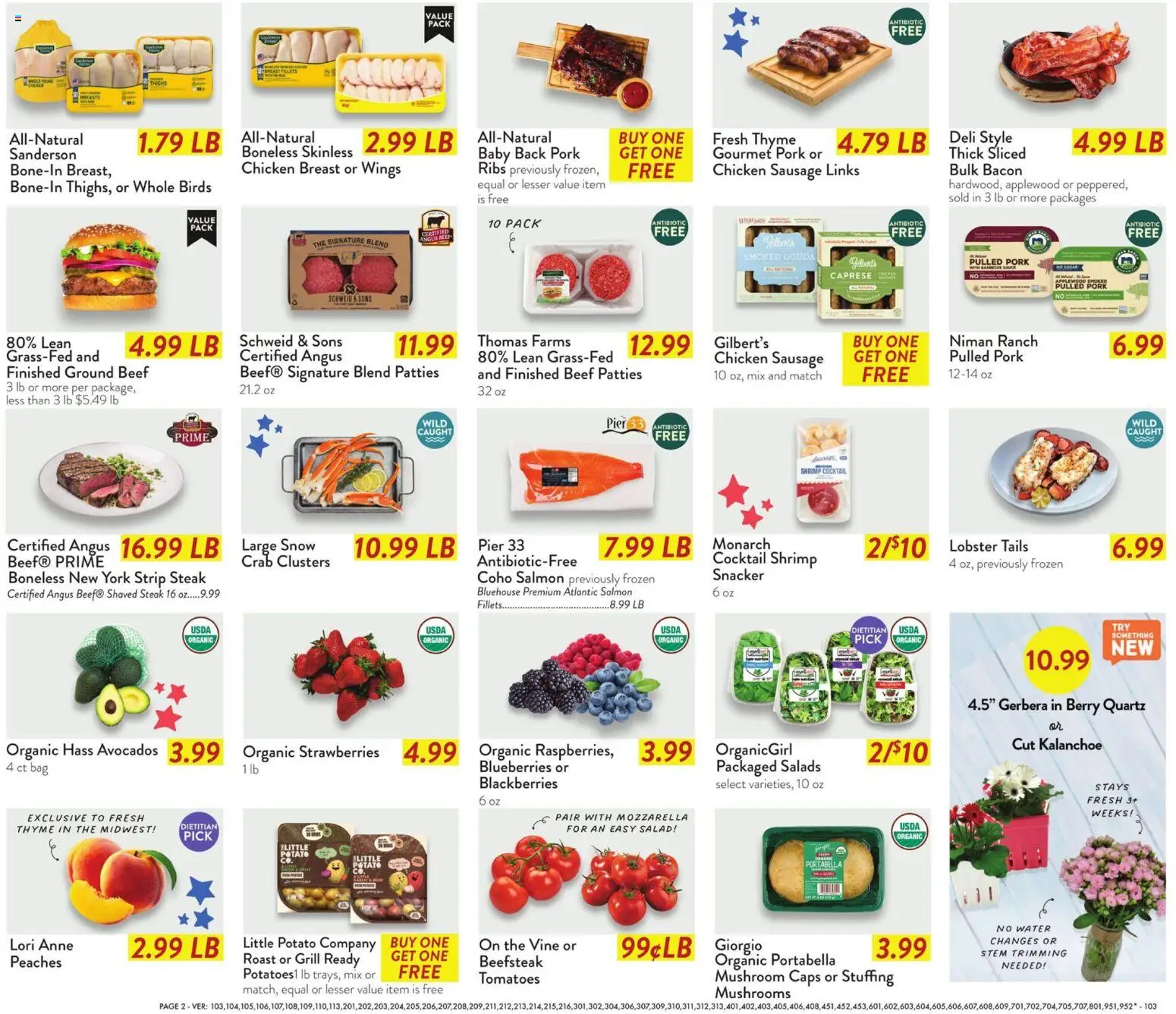 Fresh Thyme Weekly Ad - valid from 07/01/2026 | Page: 4 | Products: Mushrooms, Beef, Salad, Blueberries