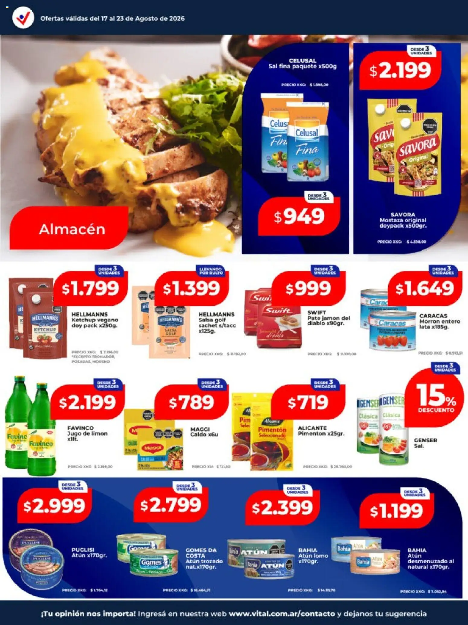 Vital - Ofertas │ válido desde el 17/08/2026 | Página: 18 | Productos: Mostaza, Sal, Atún, Jamón