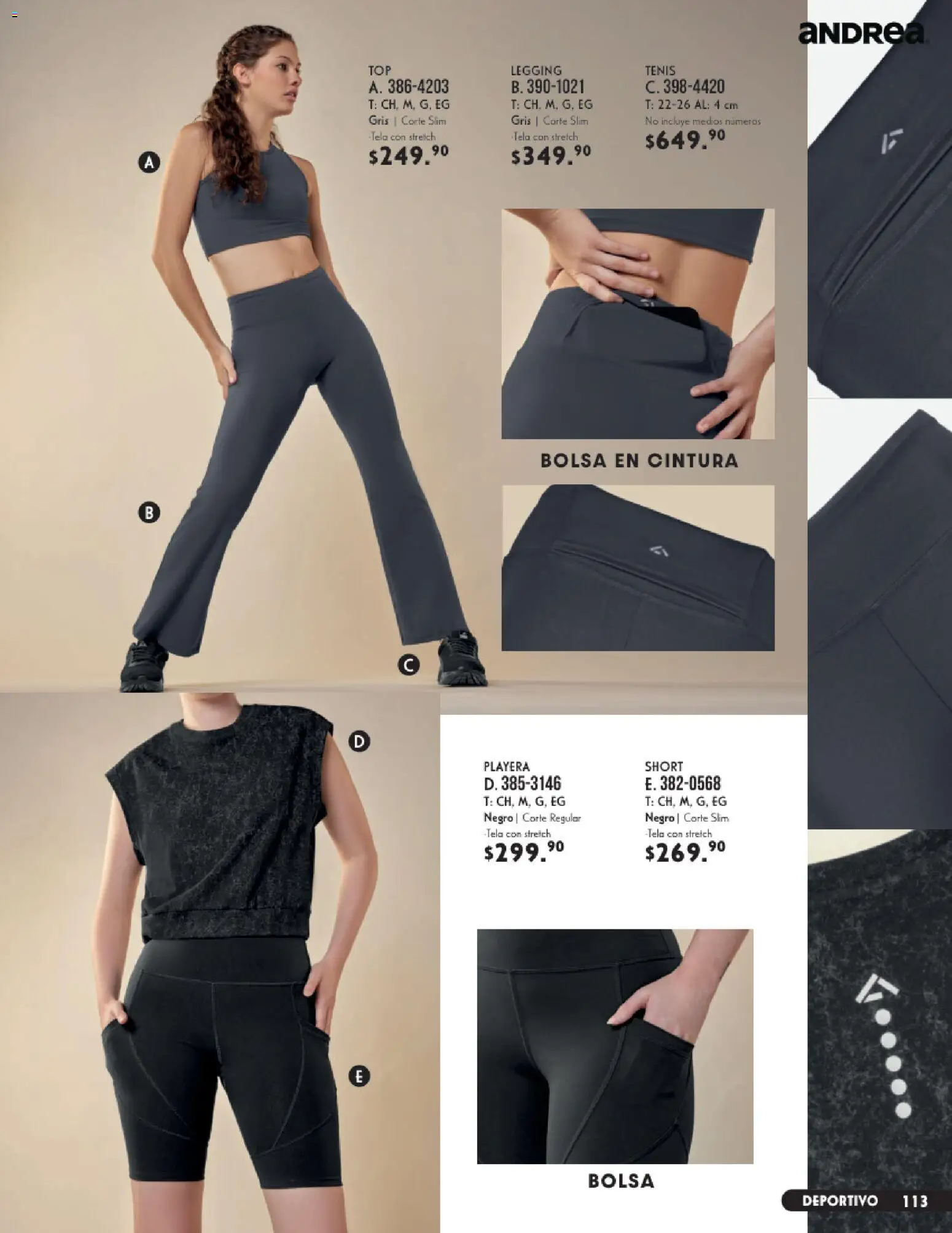 Nuevas ofertas de Andrea válidas en toda la República Mexicana desde el 23/08/2026. ¡Encuentra las mejores ofertas en Andrea catálogo Vestir! | Página: 113 | Productos: Tenis, Bolsa, Playera, Short