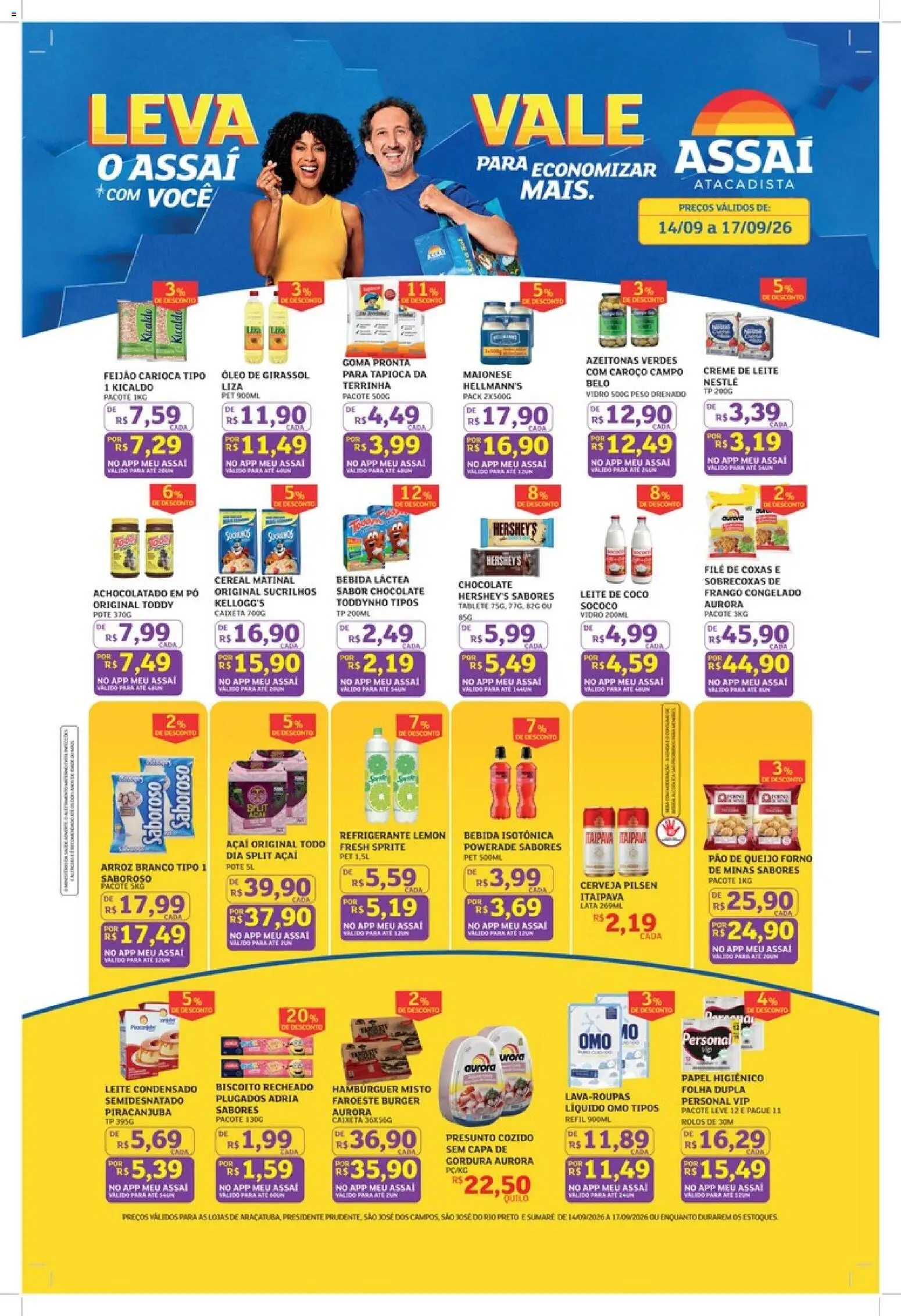 Assaí Atacadista Folheto - válido de 14/09/2026 | Página: 1 | Produtos: Arroz, Frango, Pão de queijo, Açaí