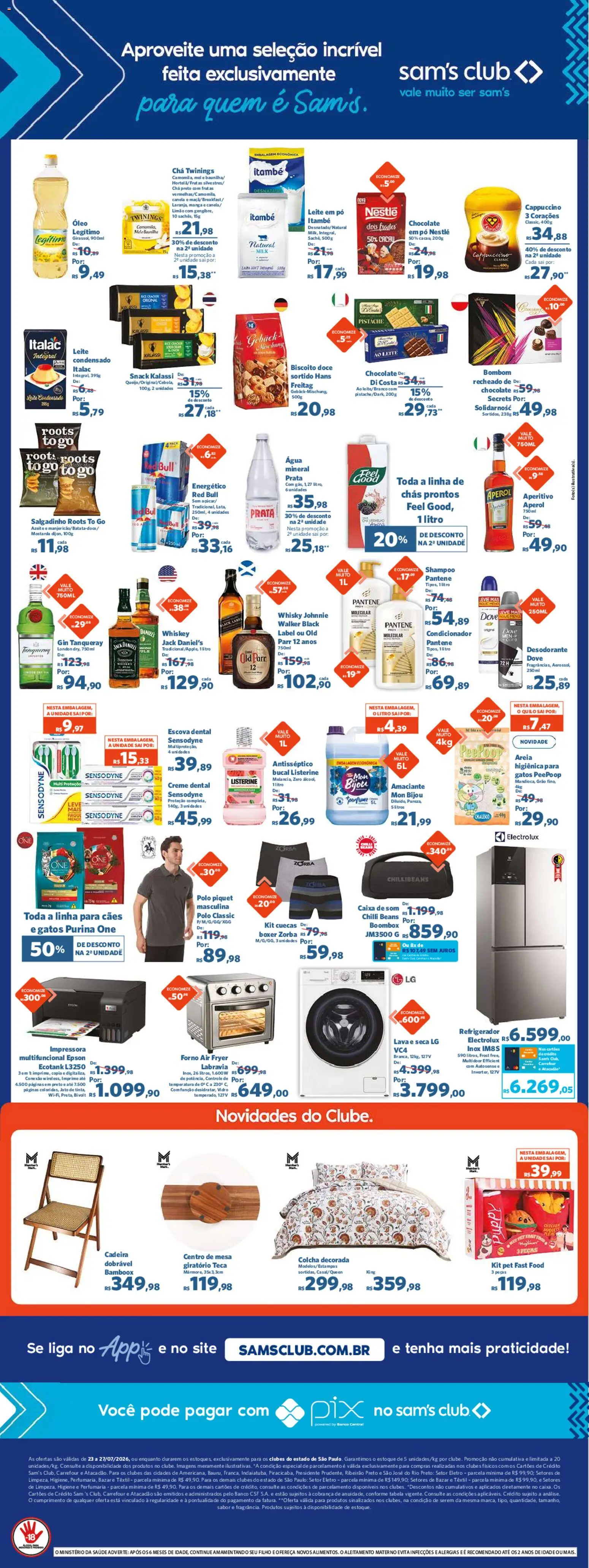 Sam's Club Folheto - válido de 23/07/2026 | Página: 2 | Produtos: Chá preto, Óleo, Cuecas, Amaciante