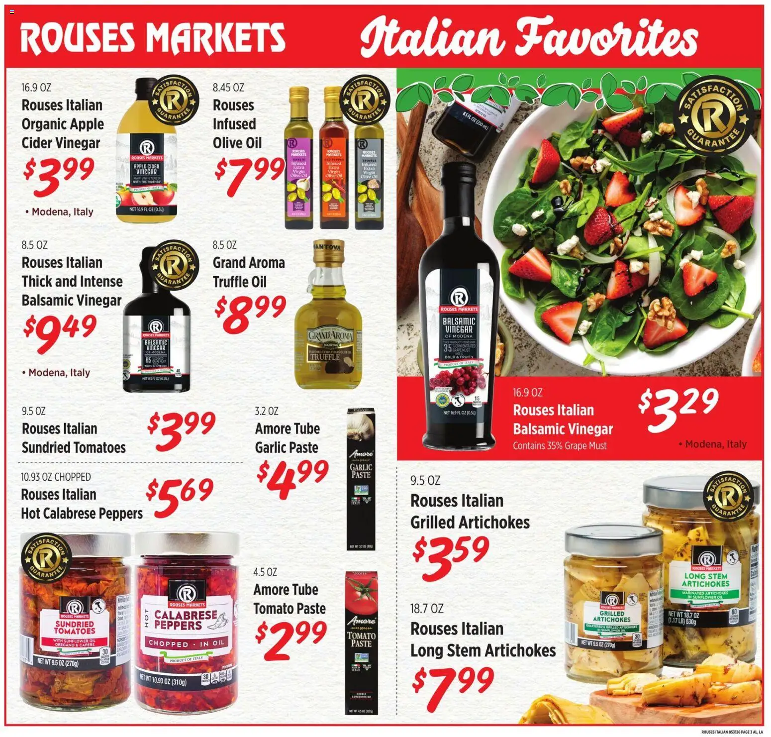 Rouses Monthly - LA - valid from 27.05.2026 | Page: 3 | Products: Vinegar, Peppers, Tomatoes, Garlic