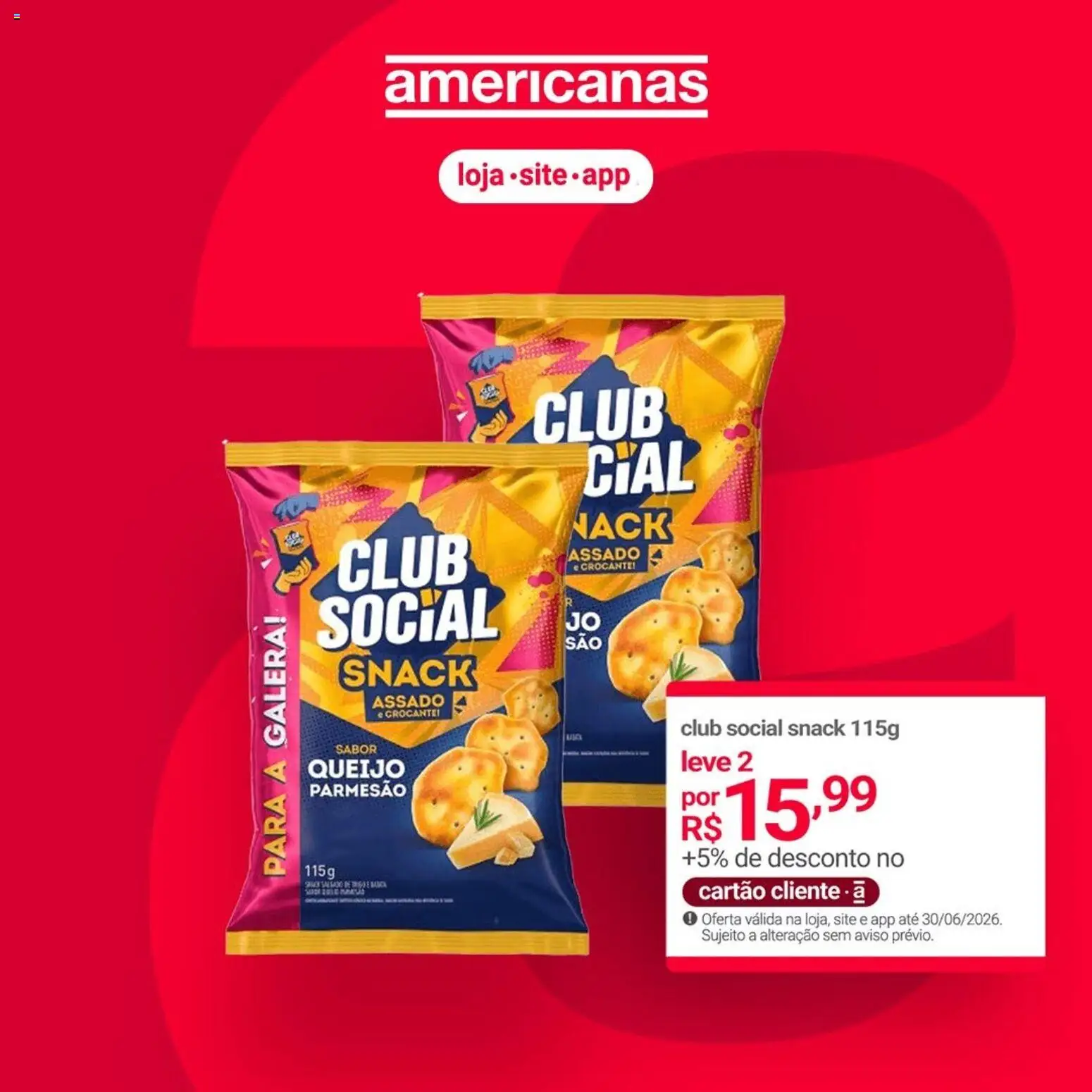 Lojas Americanas Folheto - válido de 11.06.2026 | Página: 2 | Produtos: Queijo, Parmesão