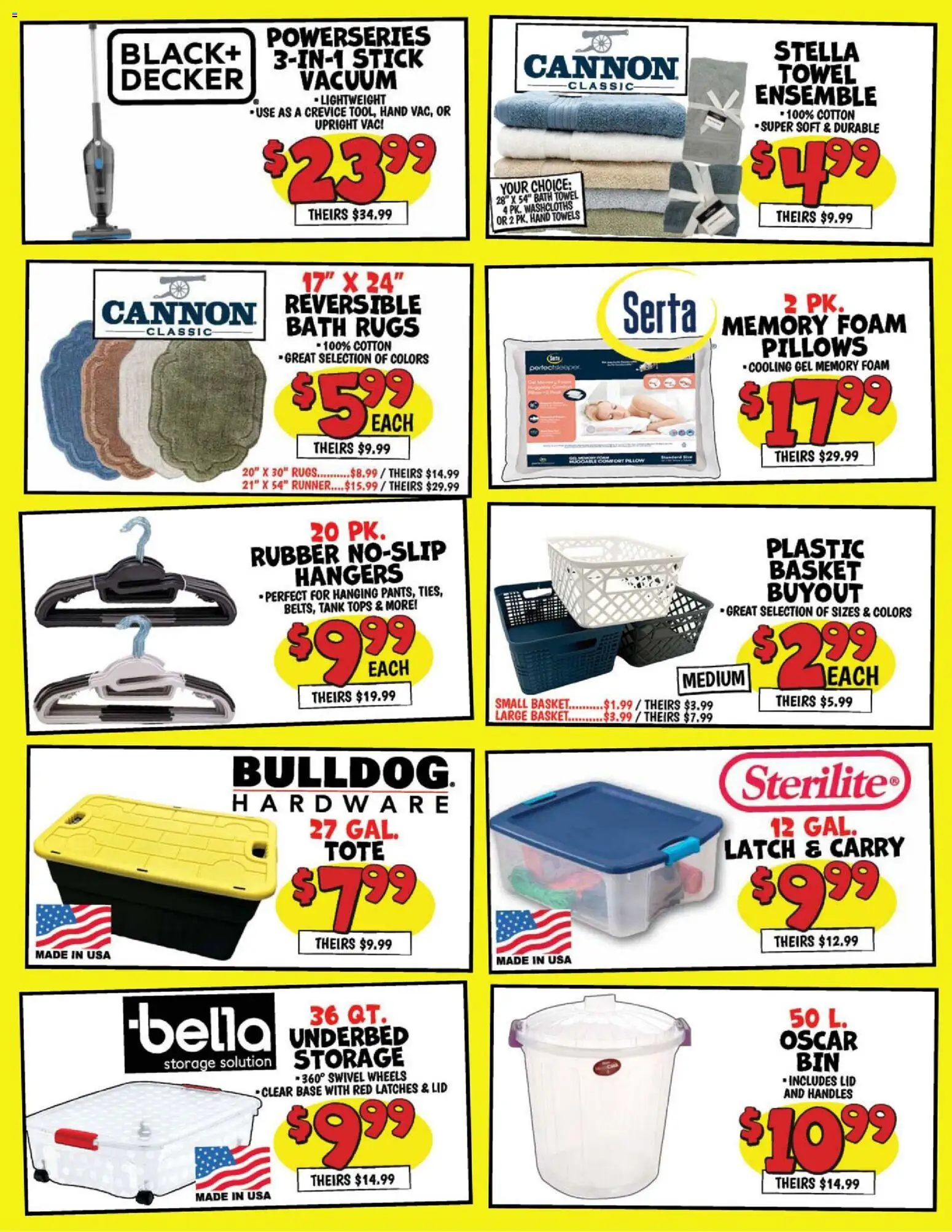 Ollie's Ad - valid from 07/08/2026 | Page: 3 | Products: Pillow, Vacuum, Bath, Basket