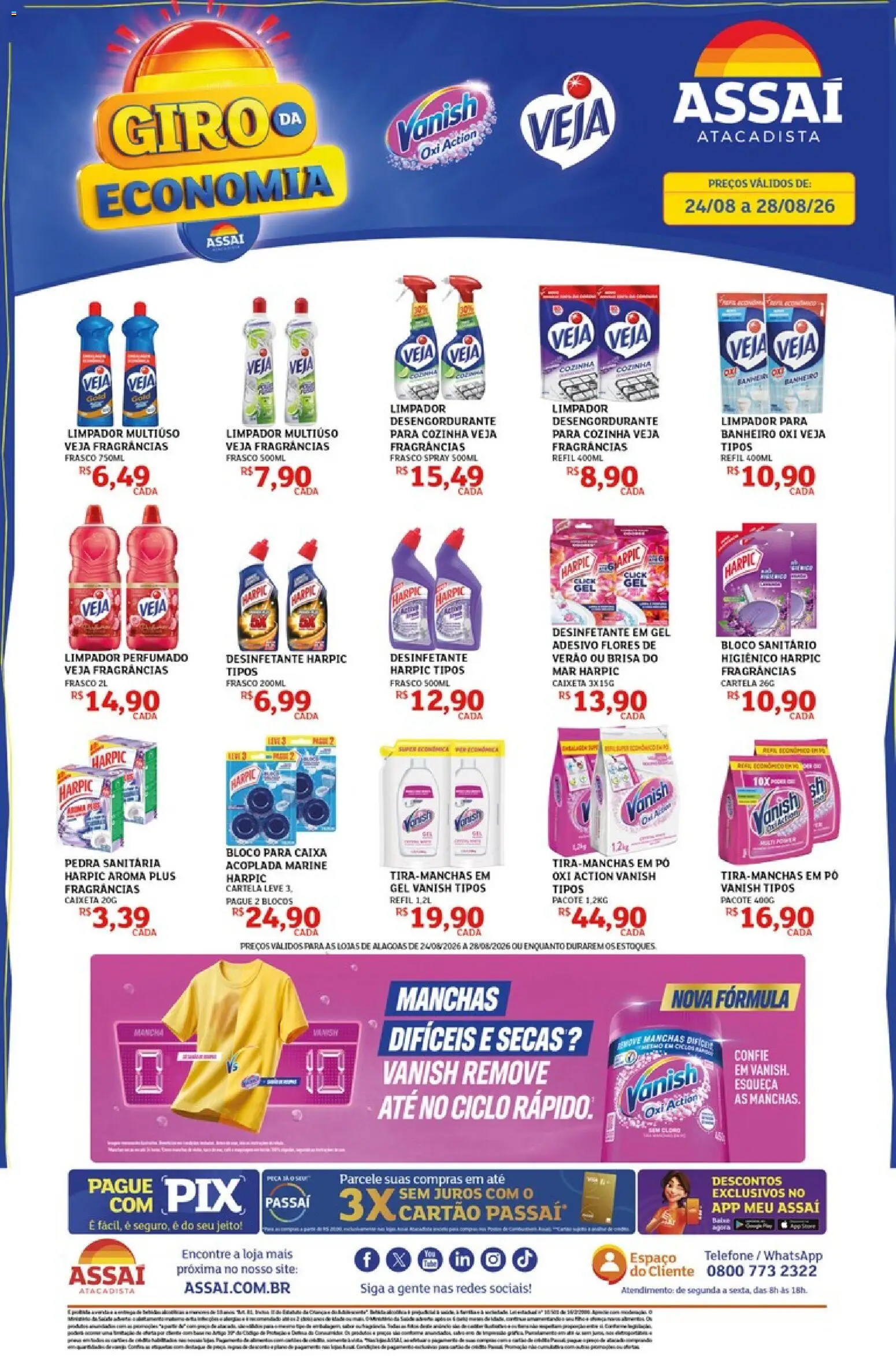 Assaí Atacadista Folheto - válido de 24/08/2026 | Página: 1 | Produtos: Pó, Desengordurante, Caixa, Vanish
