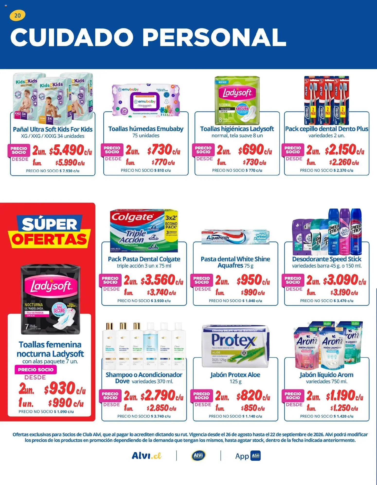 Alvi catálogo │ válido desde el 25.08.2026 | Página: 20 | Productos: Cepillo, Toallas, Desodorante, Jabón líquido