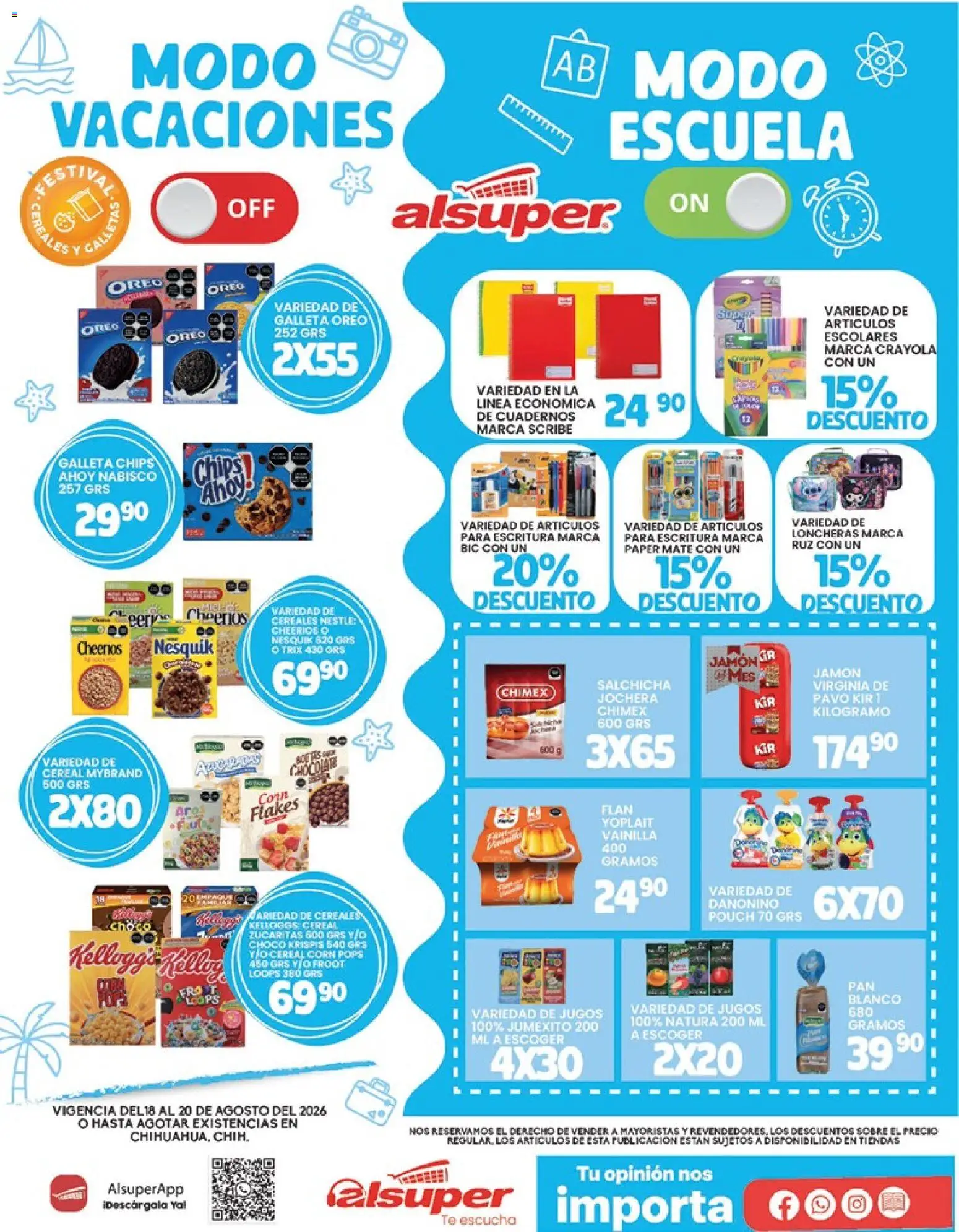 Nuevas ofertas de Alsuper válidas en toda la República Mexicana desde el 18/08/2026. ¡Encuentra las mejores ofertas en Alsuper folleto! | Página: 1 | Productos: Jamón, Vainilla, Pavo, Cuadernos