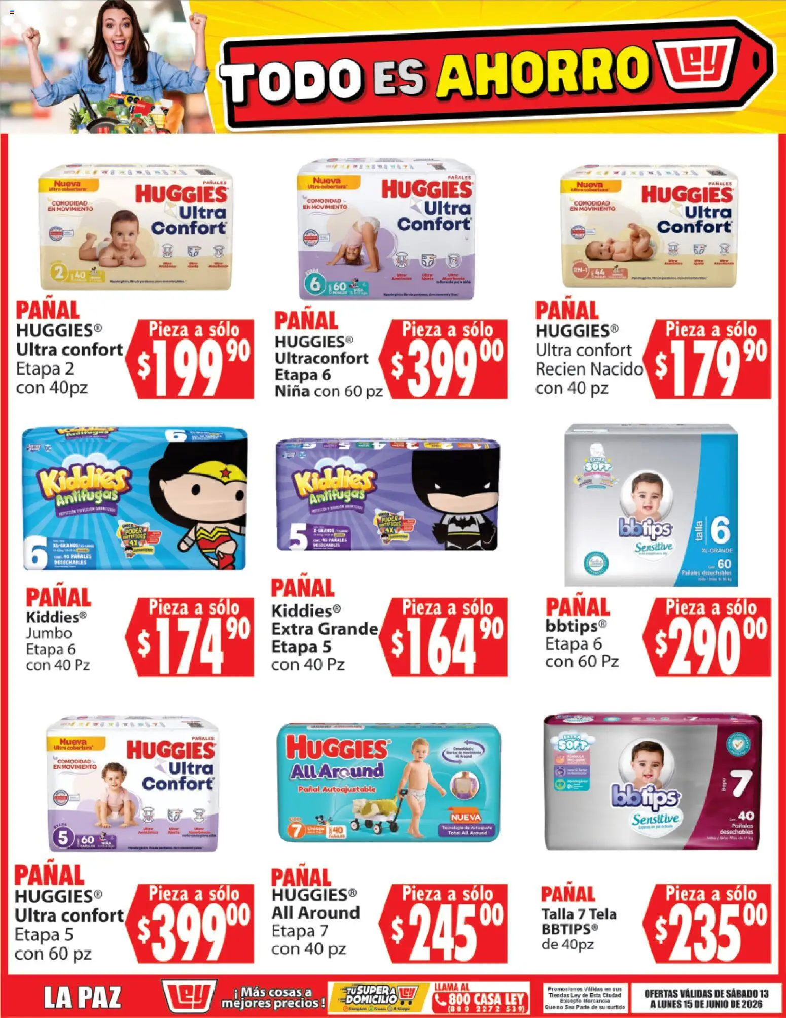 Nuevas ofertas de Casa Ley válidas en toda la República Mexicana desde el 13.06.2026. ¡Encuentra las mejores ofertas en Casa Ley folleto Todo es ahorro! | Página: 9 | Productos: Pañales
