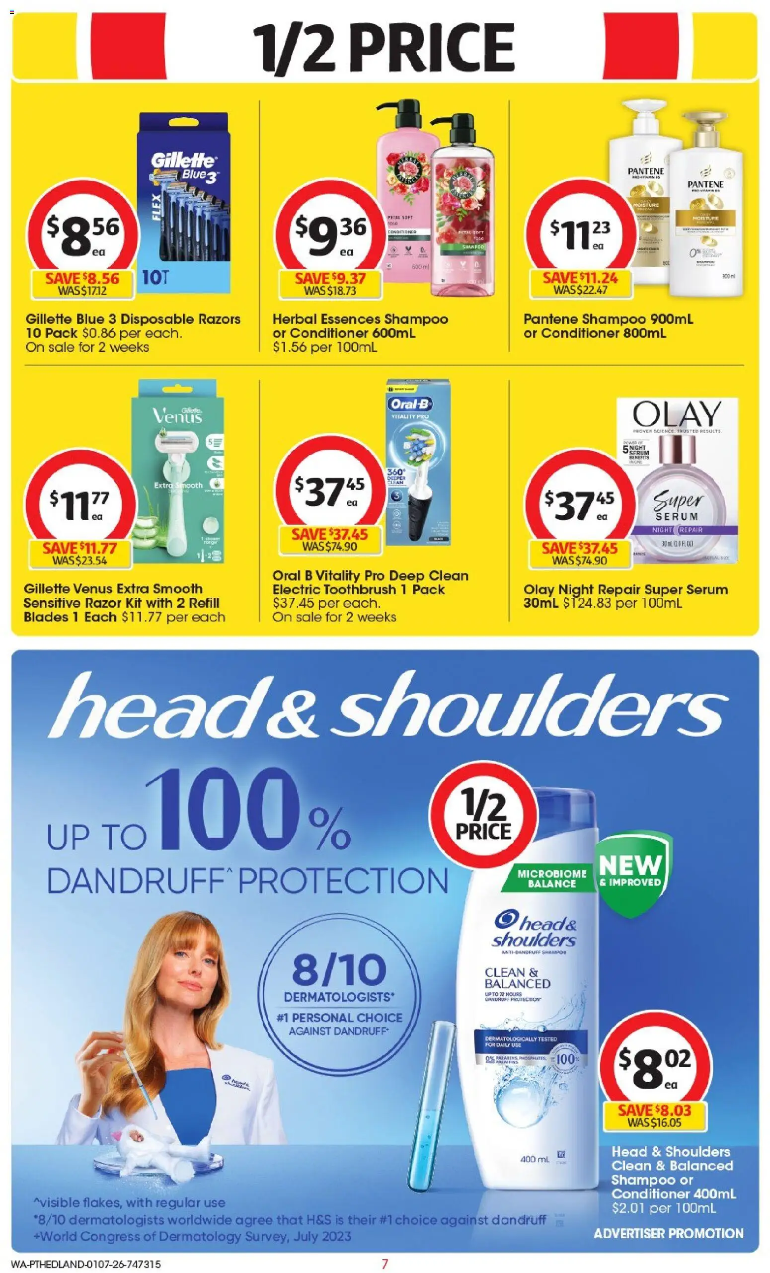 Coles catalogue - valid from 01/07/2026 | Page: 7 | Products: Shampoo, Conditioner, Razor, Razors