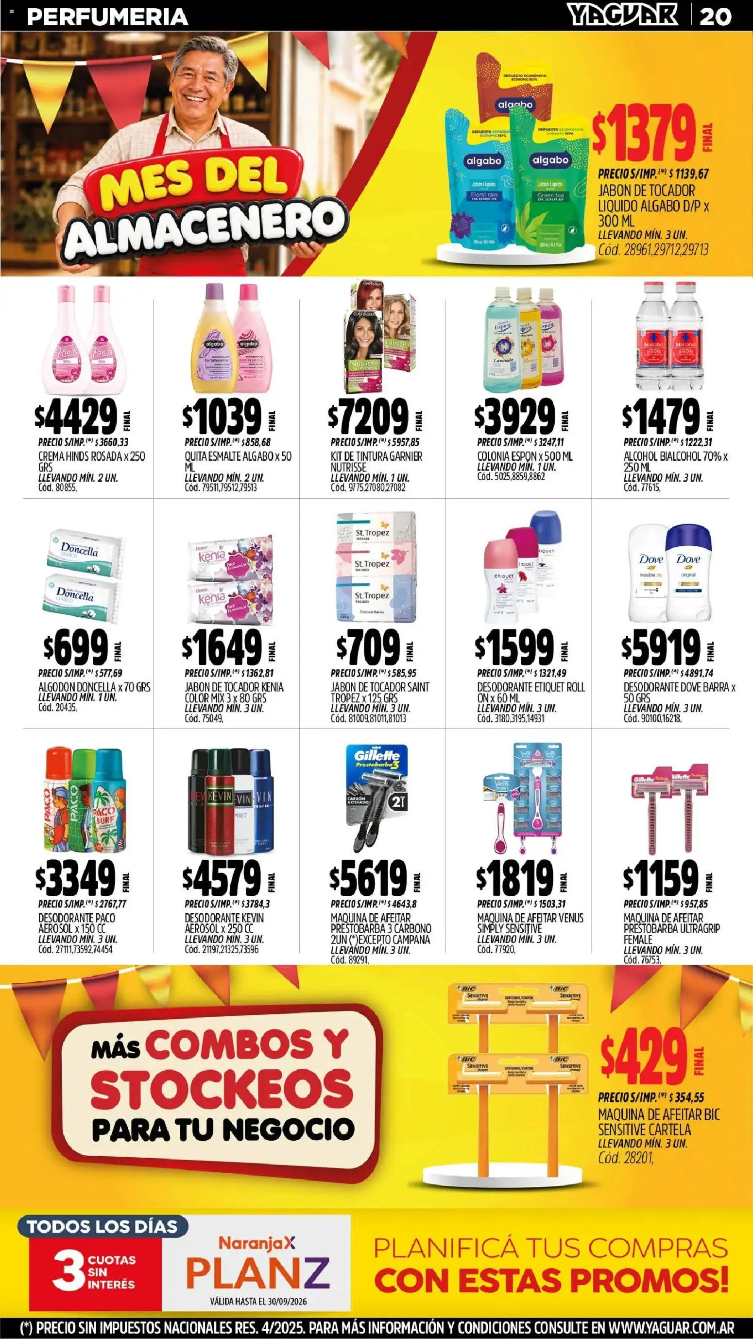 Yaguar - Oferta Semanal Mendoza │ válido desde el 31/08/2026 | Página: 20 | Productos: Algodón, Jabón, Carbón activado, Crema