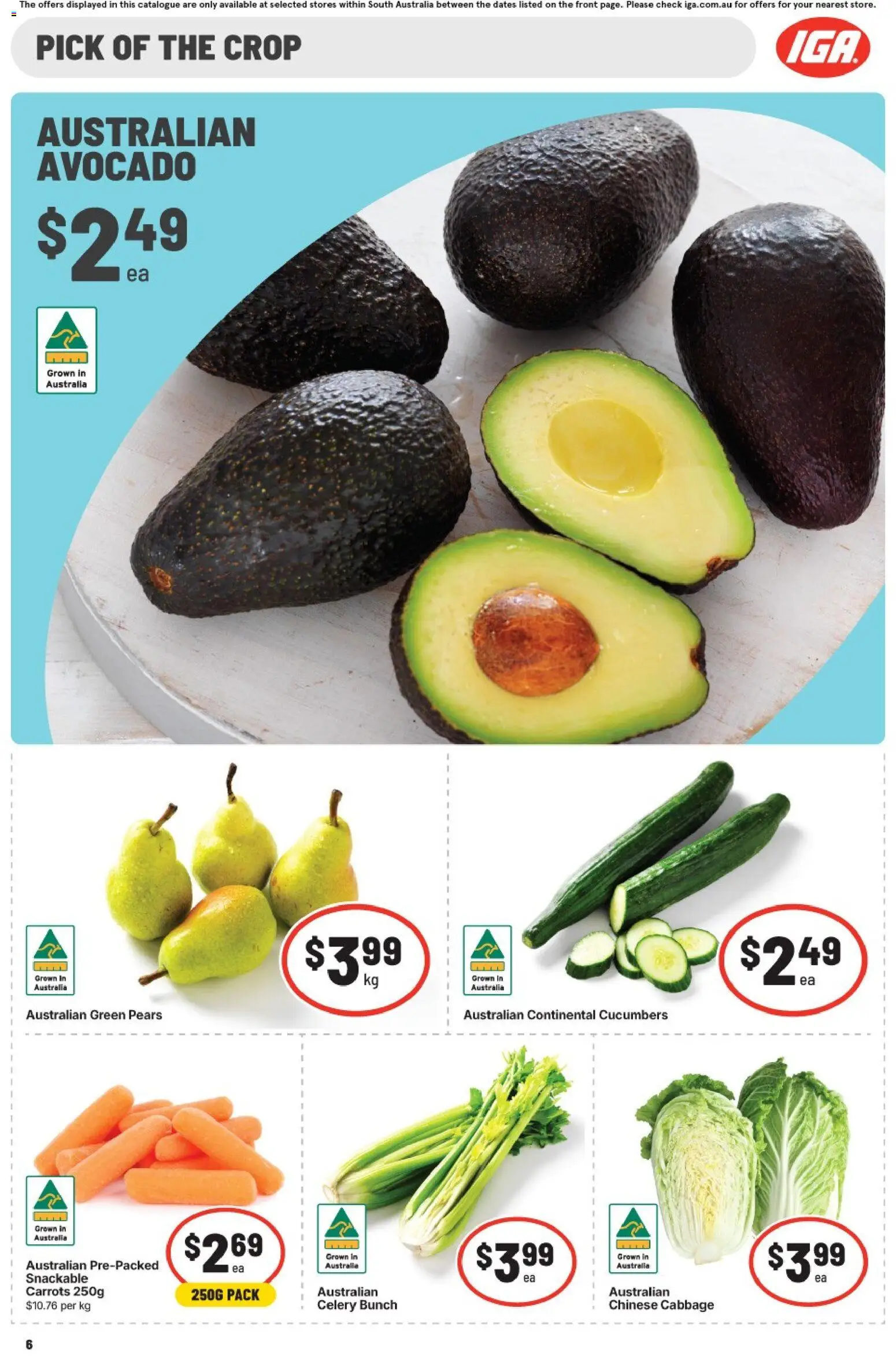 IGA catalogue - valid from 30/09/2026 | Page: 6 | Products: Carrots, Avocado, Cabbage, Chinese cabbage