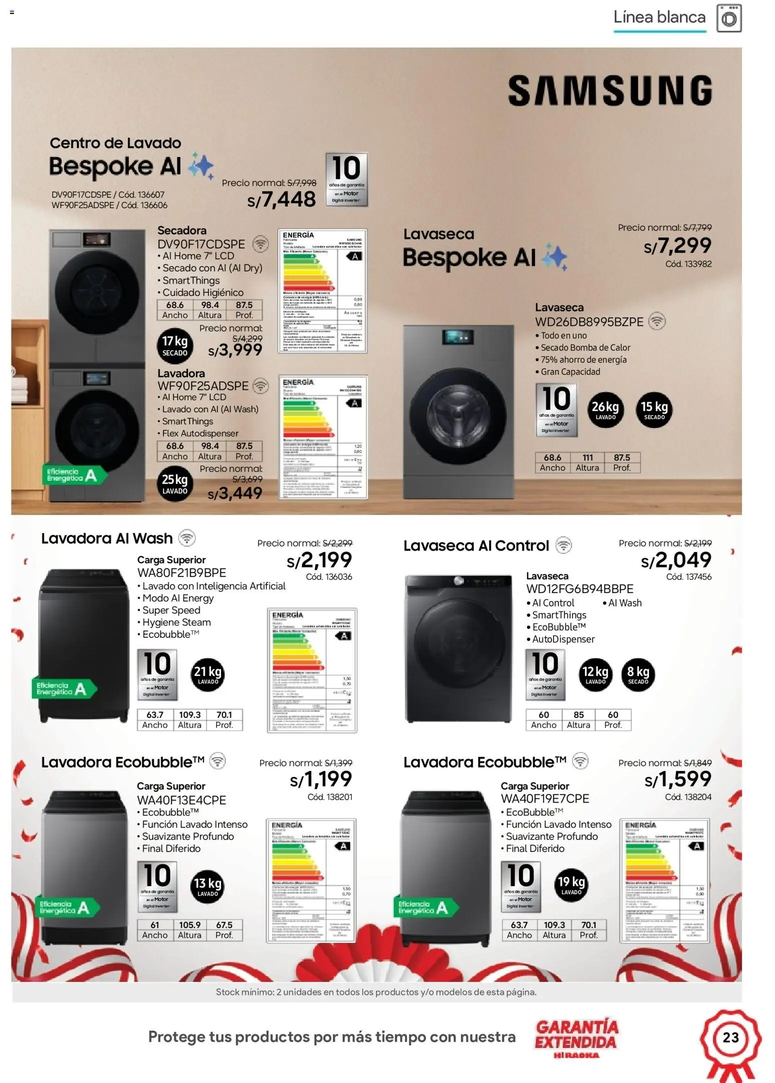 Catálogo Hiraoka válido desde 11/07/2026 | Página: 23 | Productos: Lavadora, Secadora