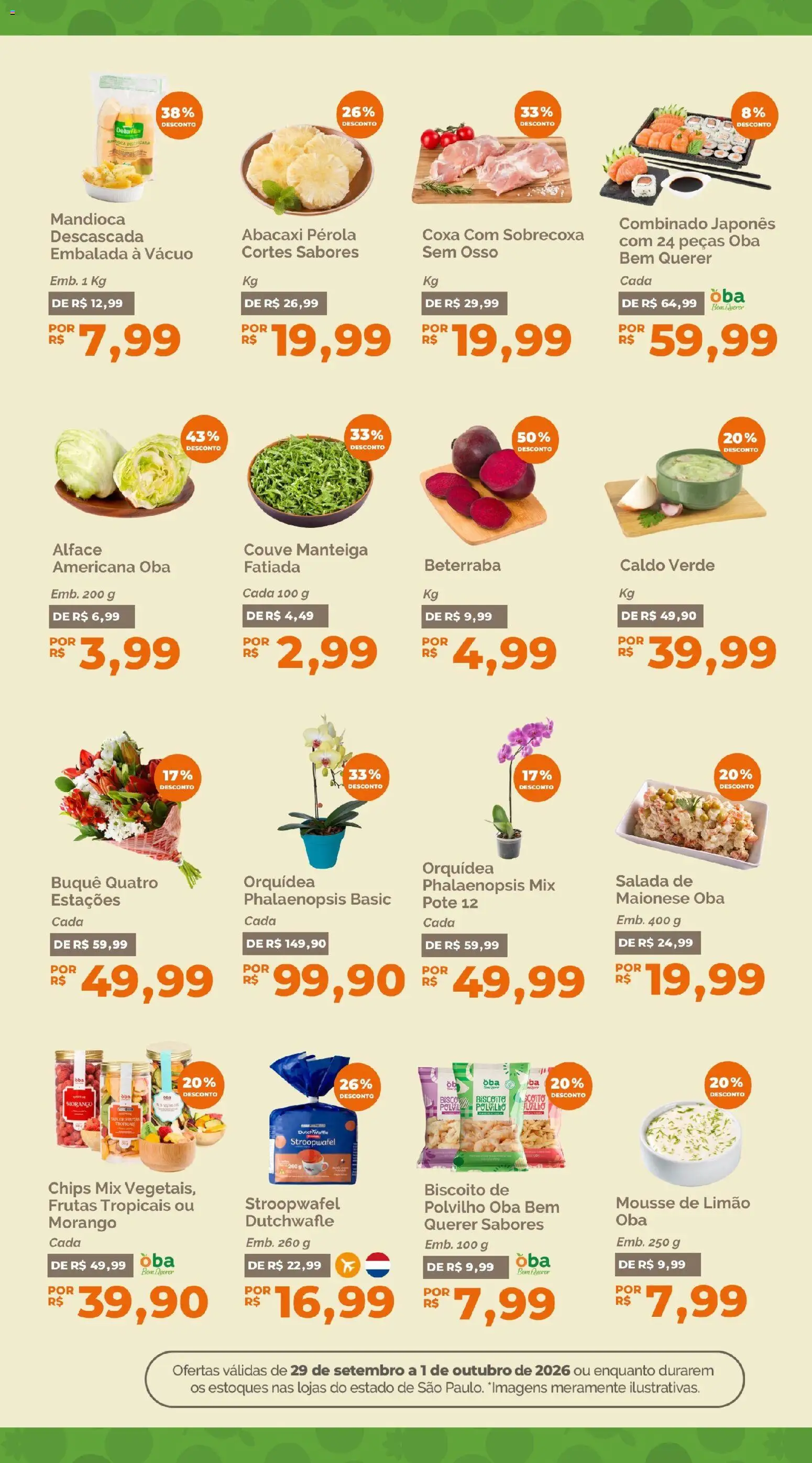 Oba Hortifruti Folheto - válido de 29/09/2026 | Página: 6 | Produtos: Frutas, Beterraba, Polvilho, Salada
