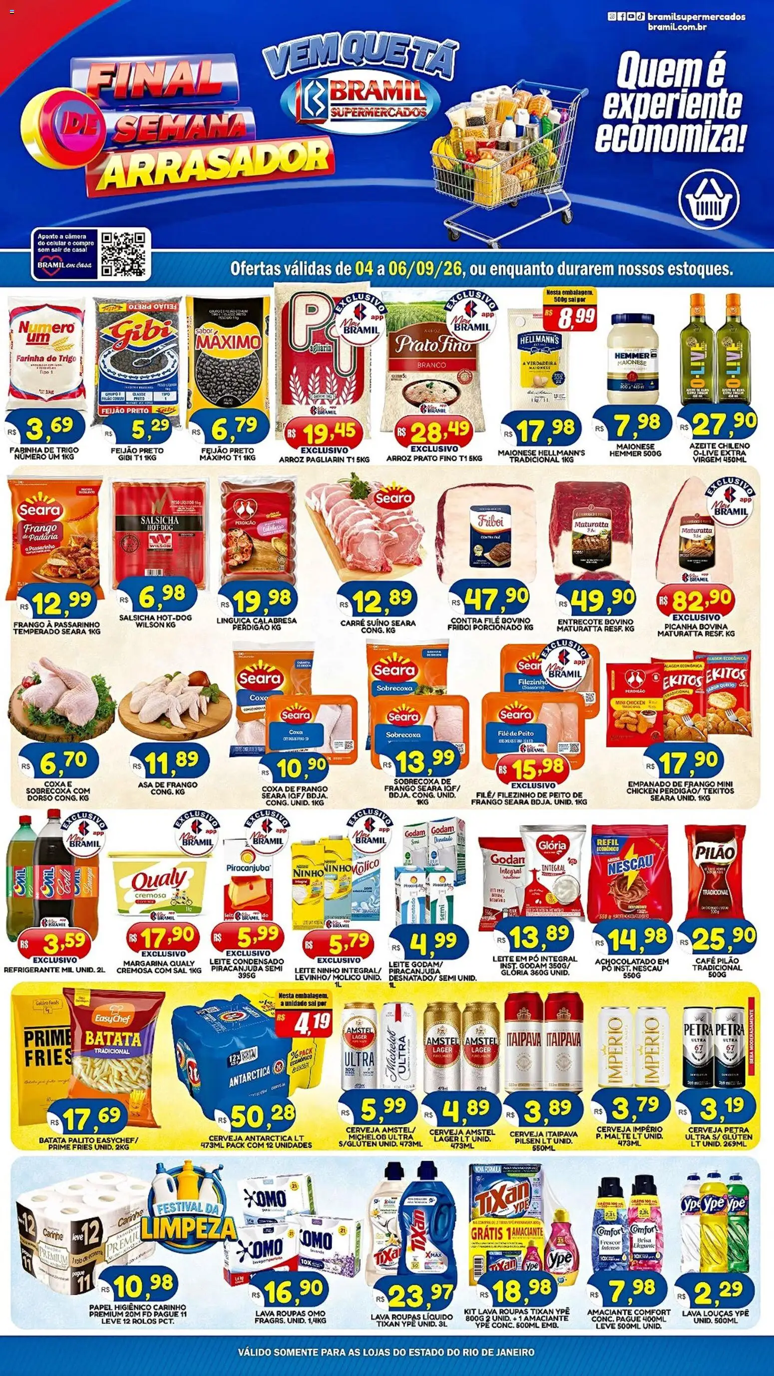 Bramil Supermercados Folheto - válido de 04/09/2026 | Página: 1 | Produtos: Sal, Frango, Leite condensado, Leite em pó