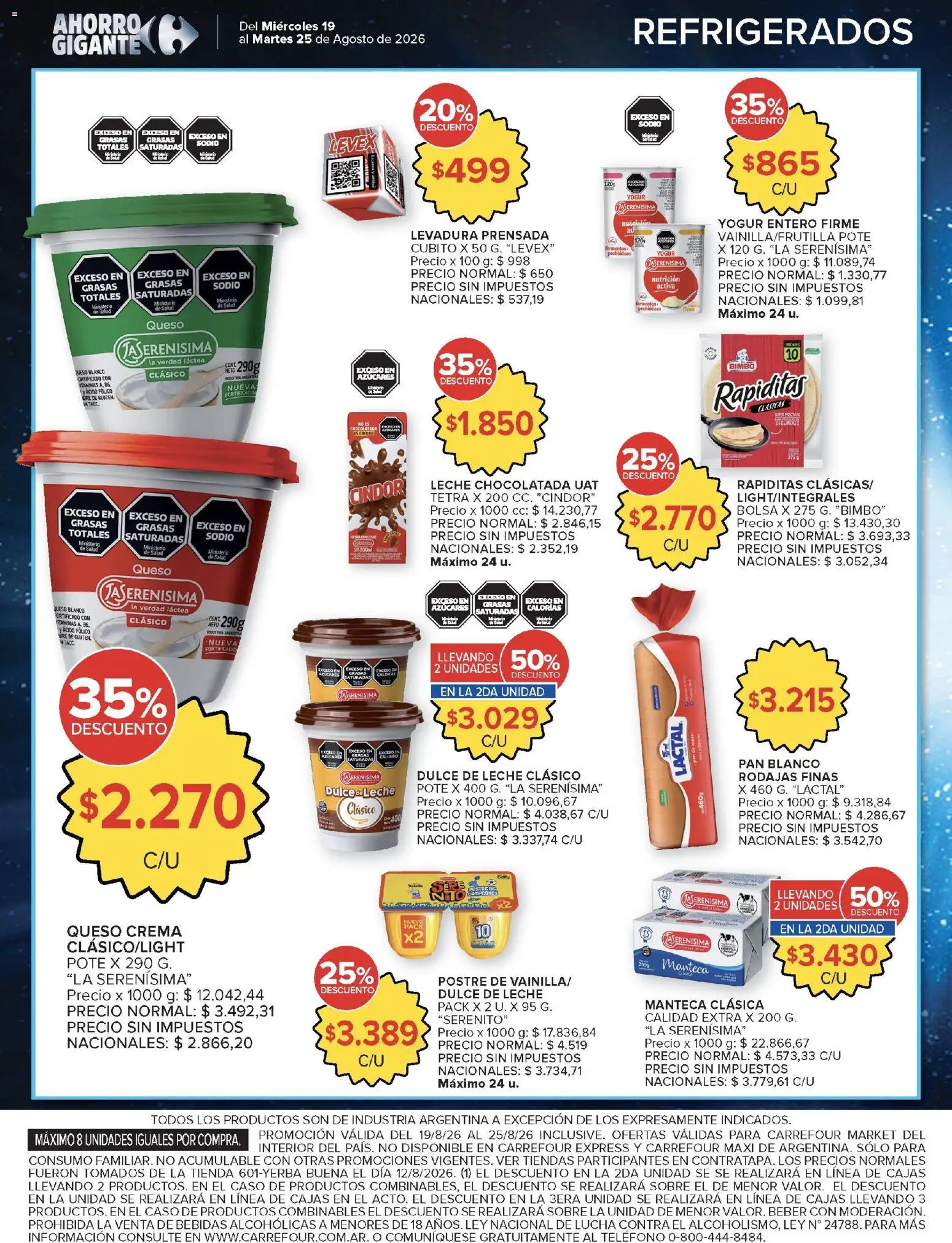 Carrefour ofertas │ válido desde el 19/08/2026 | Página: 40 | Productos: Levadura, Teléfono, Queso blanco, Dulce de leche