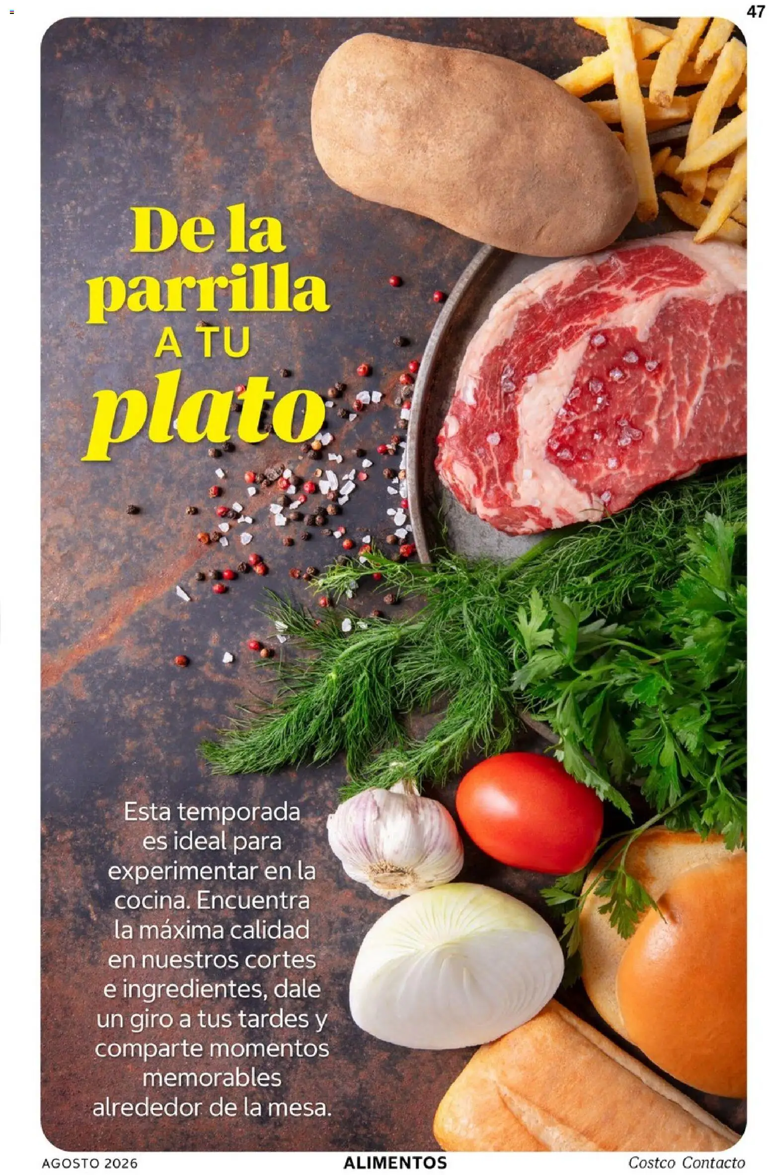 Nuevas ofertas de Costco válidas en toda la República Mexicana desde el 01/08/2026. ¡Encuentra las mejores ofertas en Costco catálogo Agosto! | Página: 47 | Productos: Steak, Alimentos, Parrilla