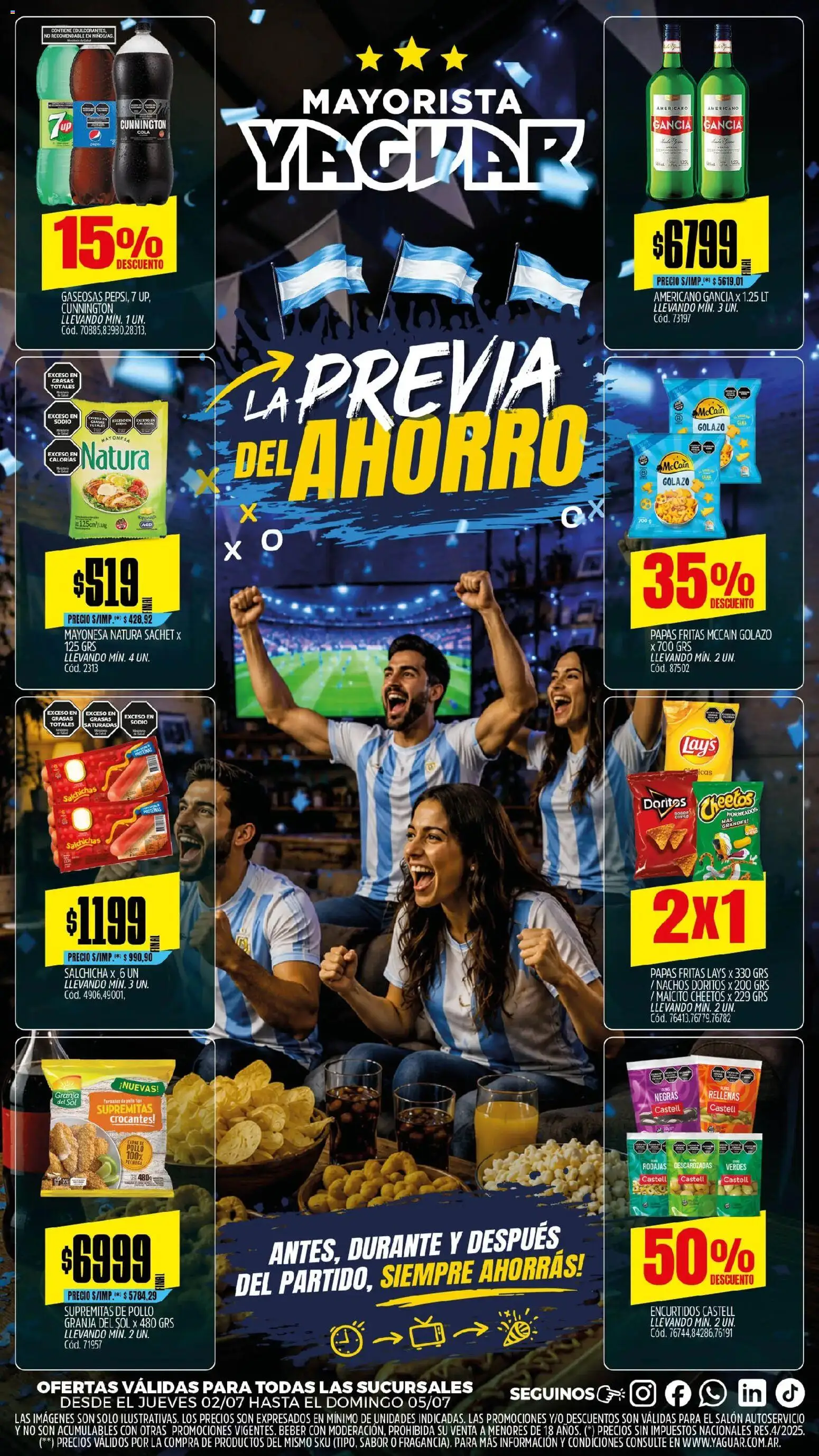 Yaguar catálogo │ válido desde el 02/07/2026 | Página: 1 | Productos: Pollo, Mayonesa, Salchicha, Papas fritas