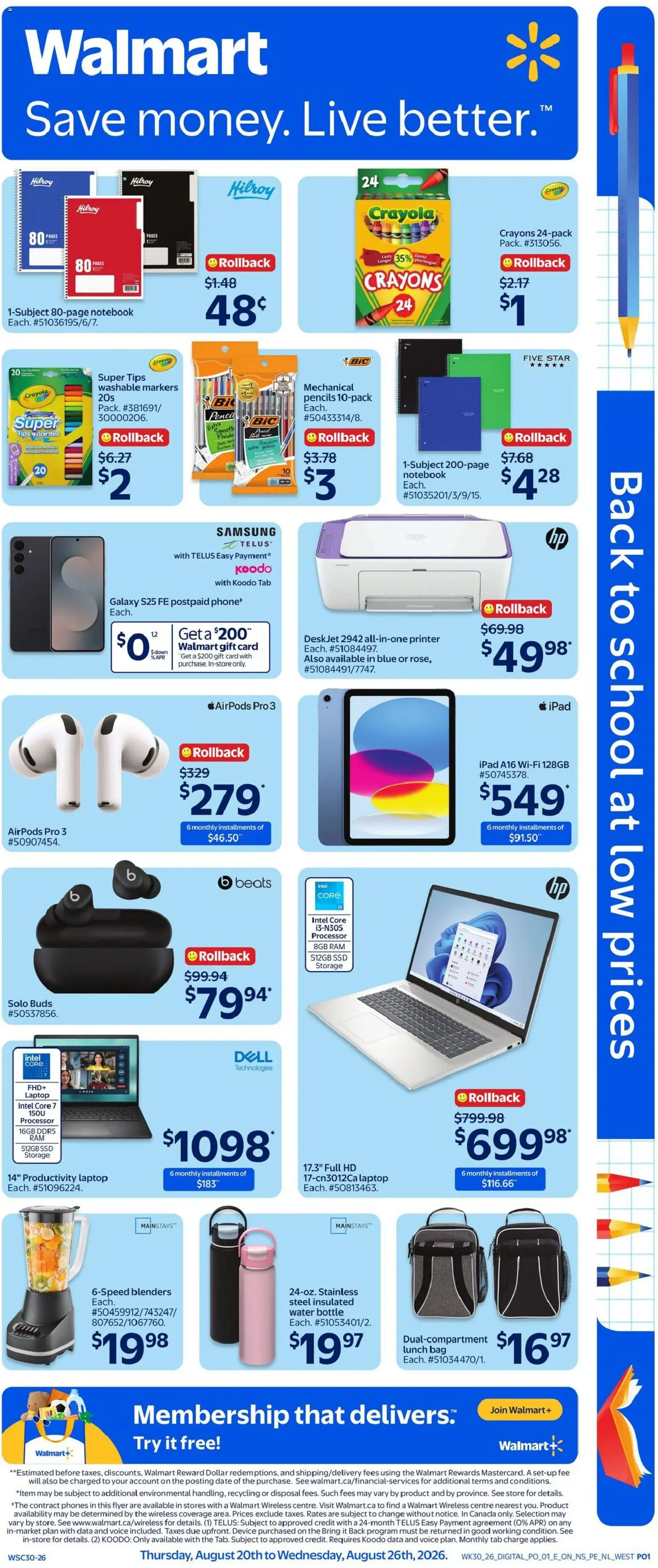Walmart flyer valid from Aug 20, 2026 | Page: 1