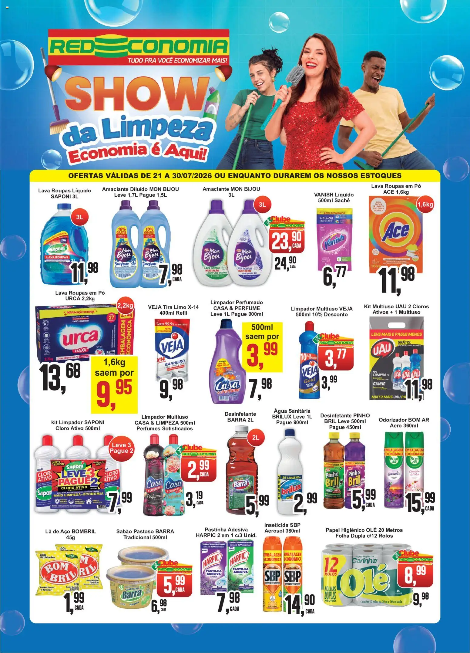 RedEconomia Folheto - válido de 21/07/2026 | Página: 1 | Produtos: Perfume, Pó, Limpador multiuso, Roupas