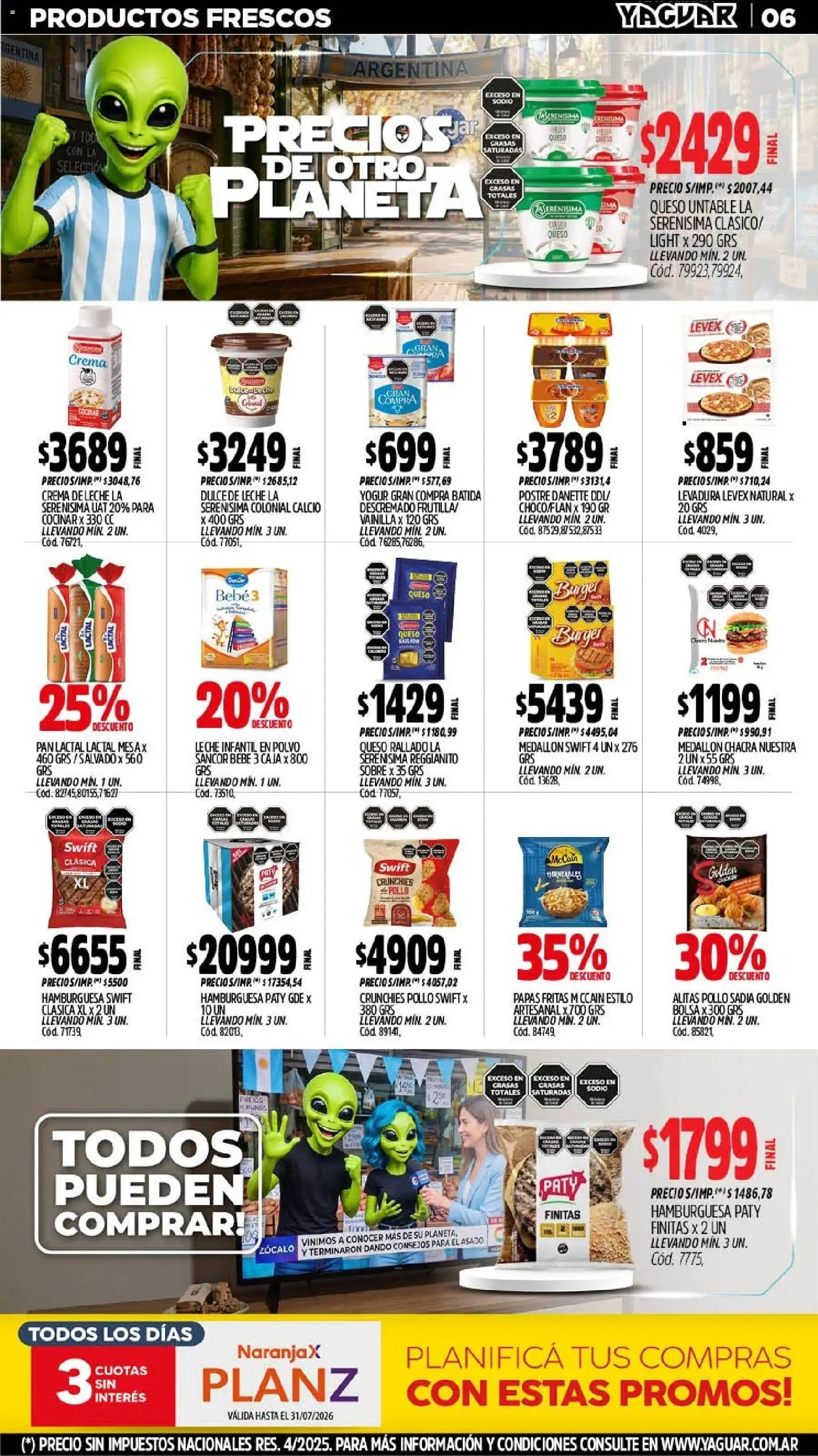 Yaguar - Oferta Semanal Mar del Plata │ válido desde el 06/07/2026 | Página: 7 | Productos: Leche, Queso, Yogur, Pan
