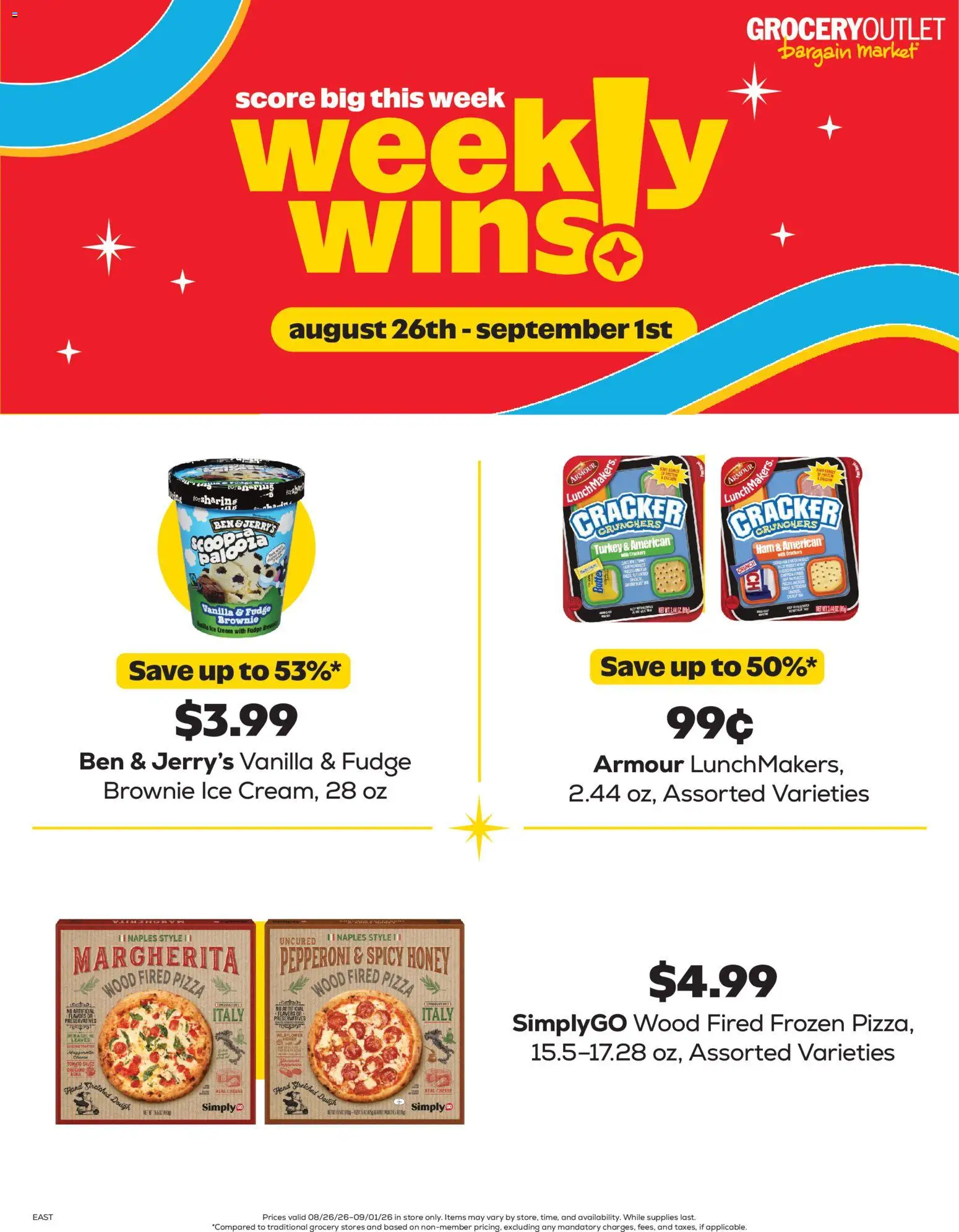 Grocery Outlet Weekly Ad - valid from 08/26/2026 | Page: 1 | Products: Crackers, Cream, Ice, Tomato