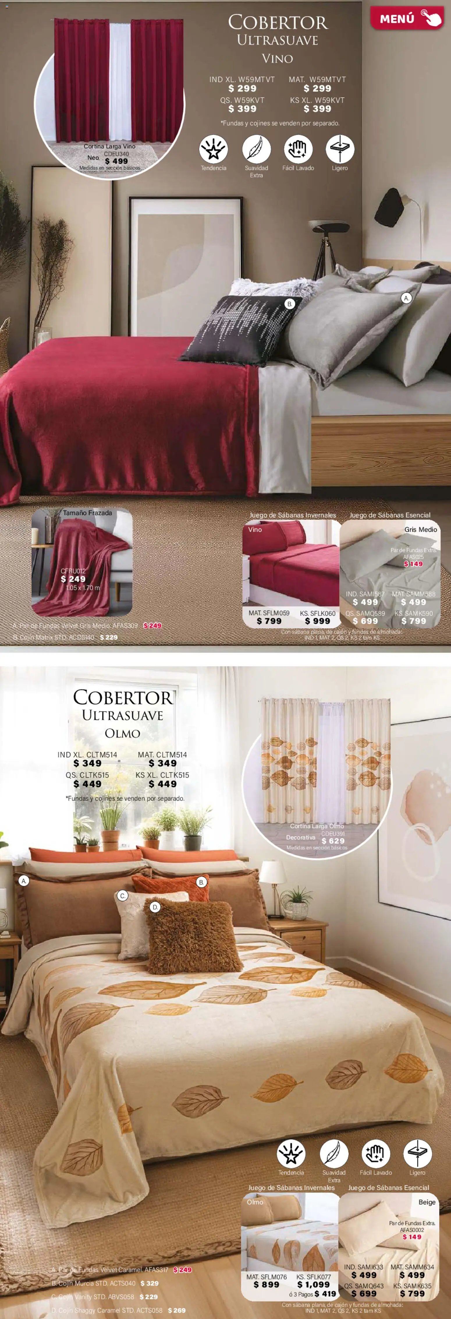 Nuevas ofertas de Colchas Concord válidas en toda la República Mexicana desde el 01/02/2026. ¡Encuentra las mejores ofertas en Colchas Concord catálogo! | Página: 188 | Productos: Cobertor, Juego, Almohada, Vino