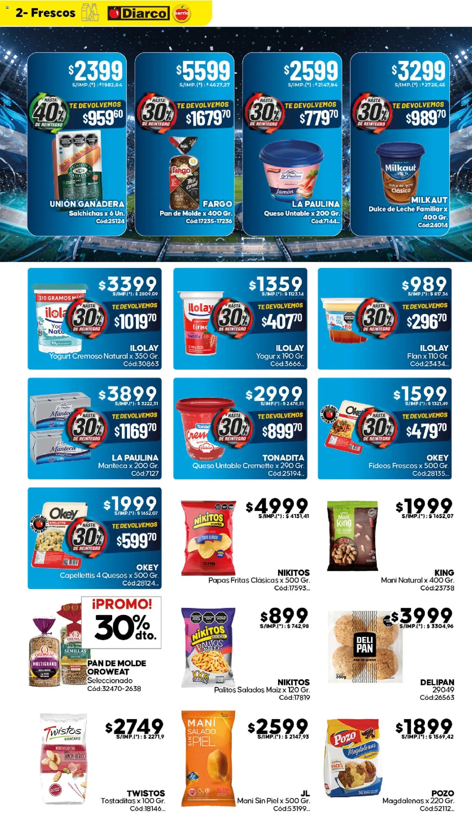 Diarco - Ofertas Diarco Barrio │ válido desde el 01.06.2026 | Página: 2 | Productos: Dulce de leche, Leche, Pan, Papas fritas