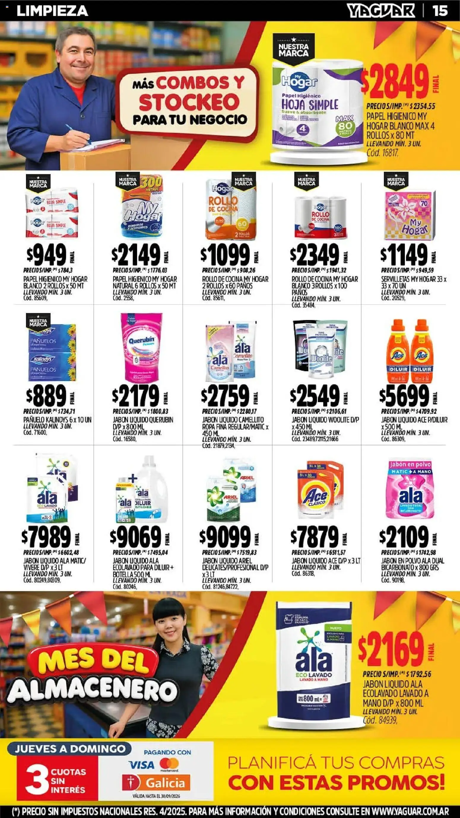 Yaguar - Oferta Semanal Mendoza │ válido desde el 21/09/2026 | Página: 15 | Productos: Papel higiénico, Cocina, Jabón, Ropa