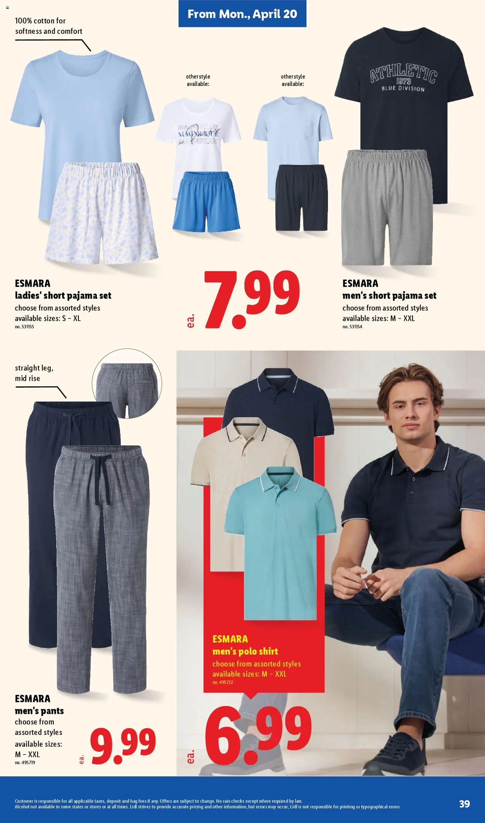Lidl Weekly Ad - valid from 15.04.2026 | Page: 39 | Products: Shirt, Pants, Bag