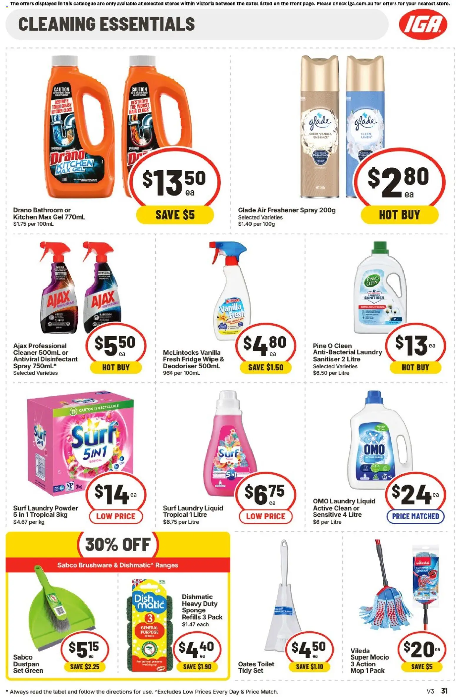 IGA catalogue - valid from 26/08/2026 | Page: 33 | Products: Cleaner, Fridge, Vanilla, Bathroom