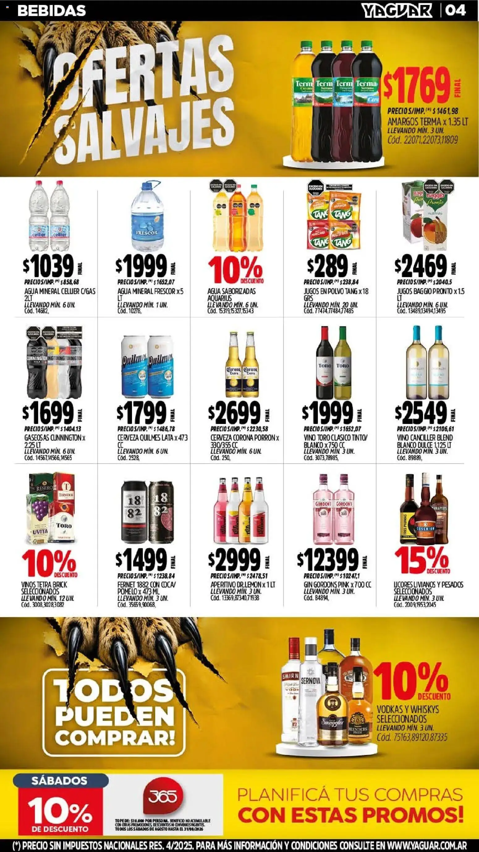 Yaguar - Oferta Semanal Santa Fé │ válido desde el 10/08/2026 | Página: 6 | Productos: Cerveza Corona, Dulce, Agua, Vino