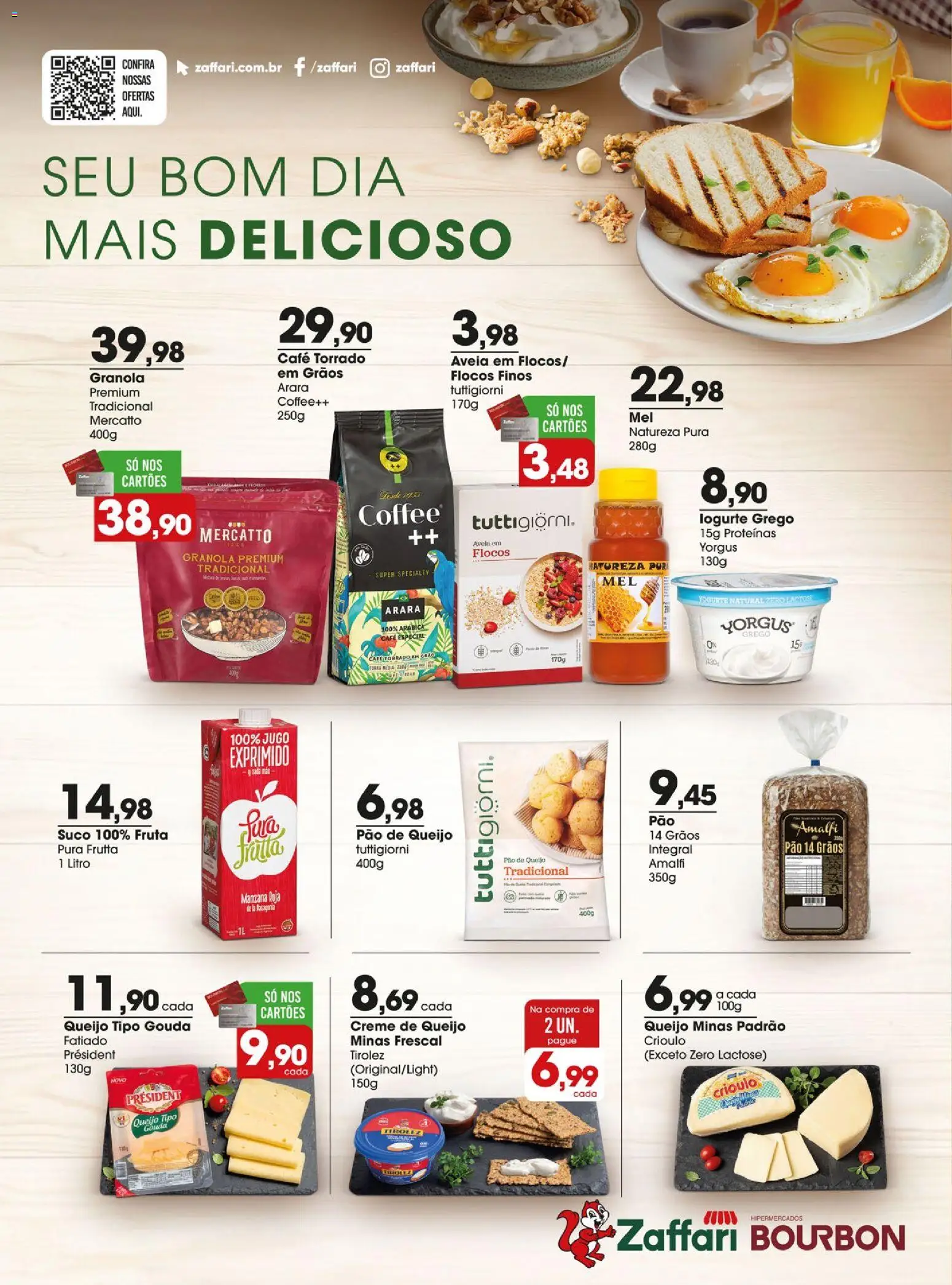 Zaffari Folheto - válido de 25/08/2026 | Página: 16 | Produtos: Pão, Bourbon, Flocos, Pão de queijo