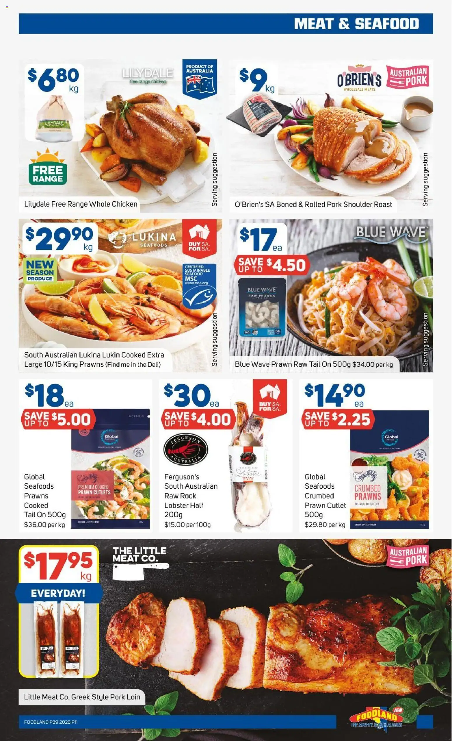 Foodland catalogue - valid from 23/09/2026 | Page: 11 | Products: Pork loin, Chicken, Lobster, Prawns