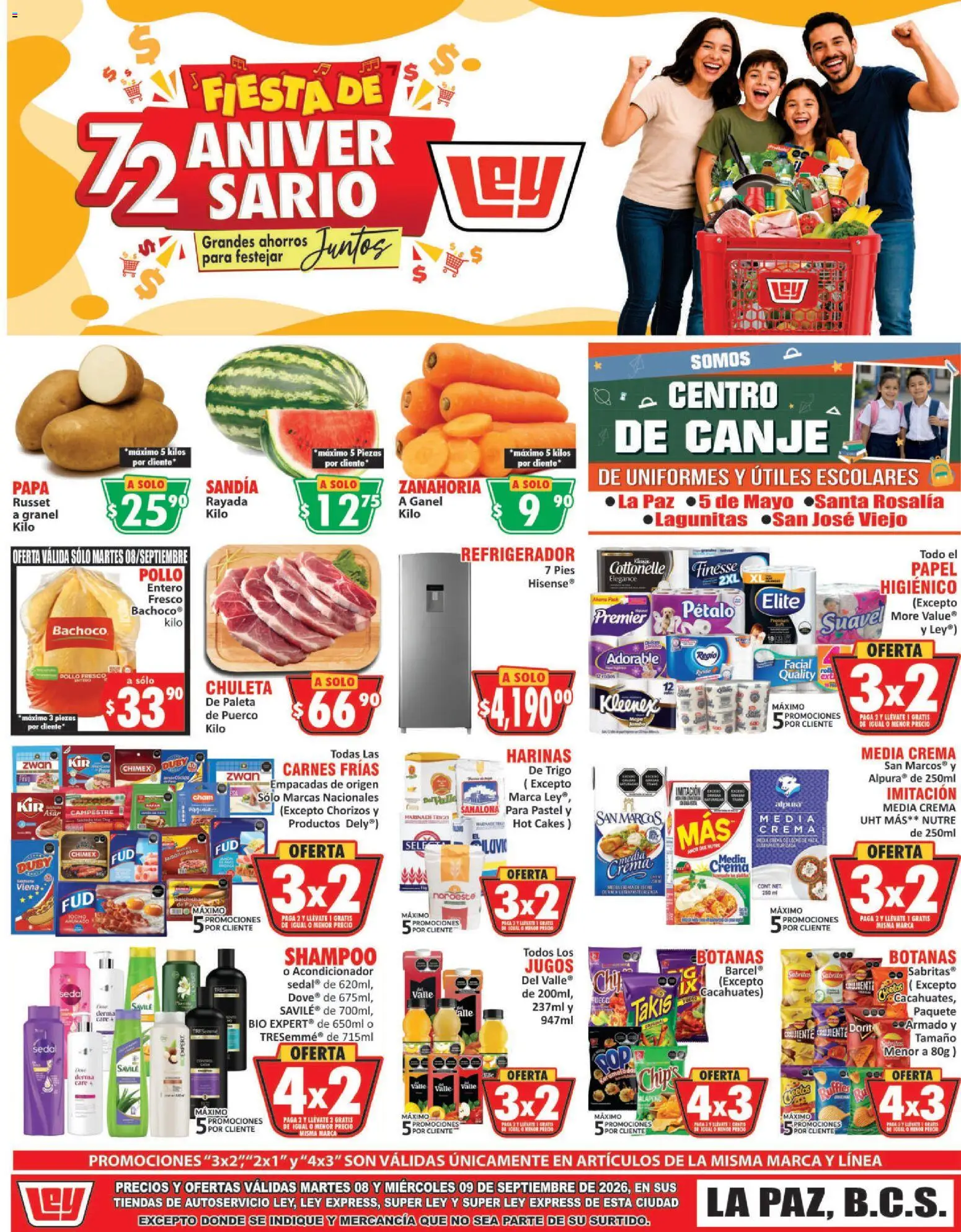Nuevas ofertas de Casa Ley válidas en toda la República Mexicana desde el 08/09/2026. ¡Encuentra las mejores ofertas en Casa Ley folleto La Paz! | Página: 2 | Productos: Cacahuates, Pollo, Papa, Crema