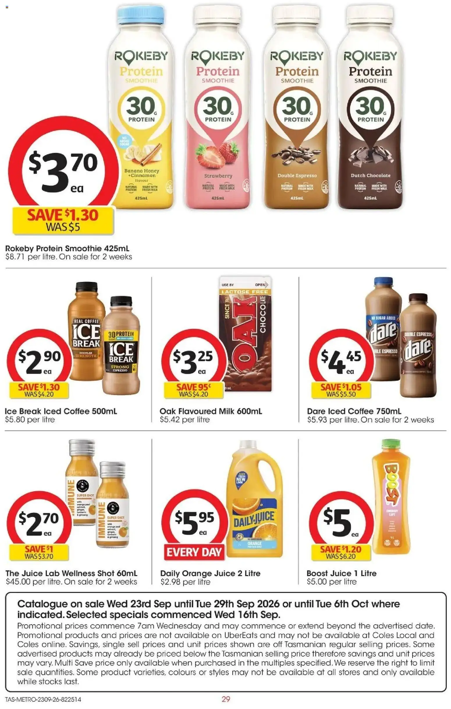 ﻿Coles catalogue valid from 23/09/2026 > Online Australia | Page: 29 | Products: Orange juice, Milk, Ice, Iced coffee