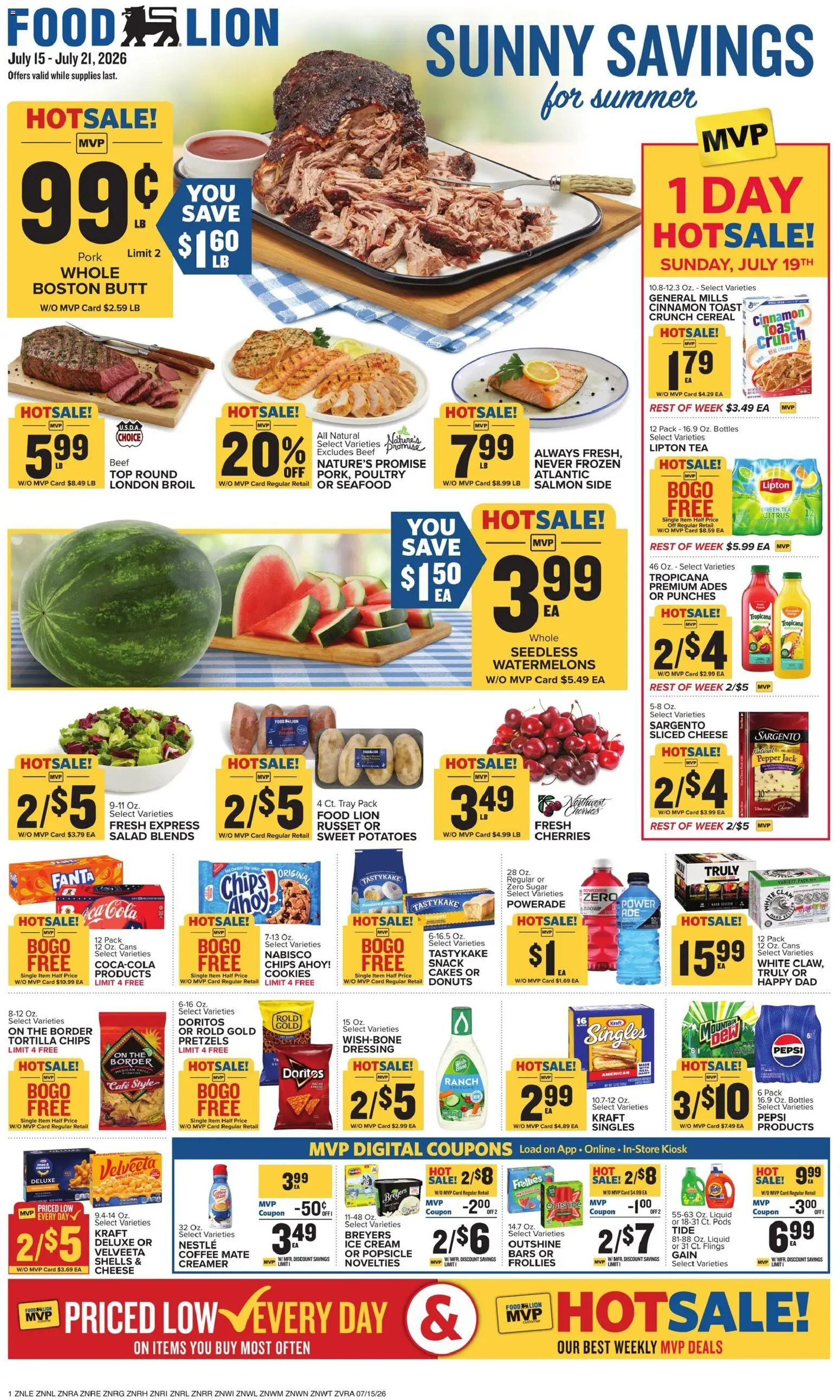 Food Lion Weekly Ad - valid from 07/15/2026 | Page: 1 | Products: Cherries, Cream, Sugar, Poultry